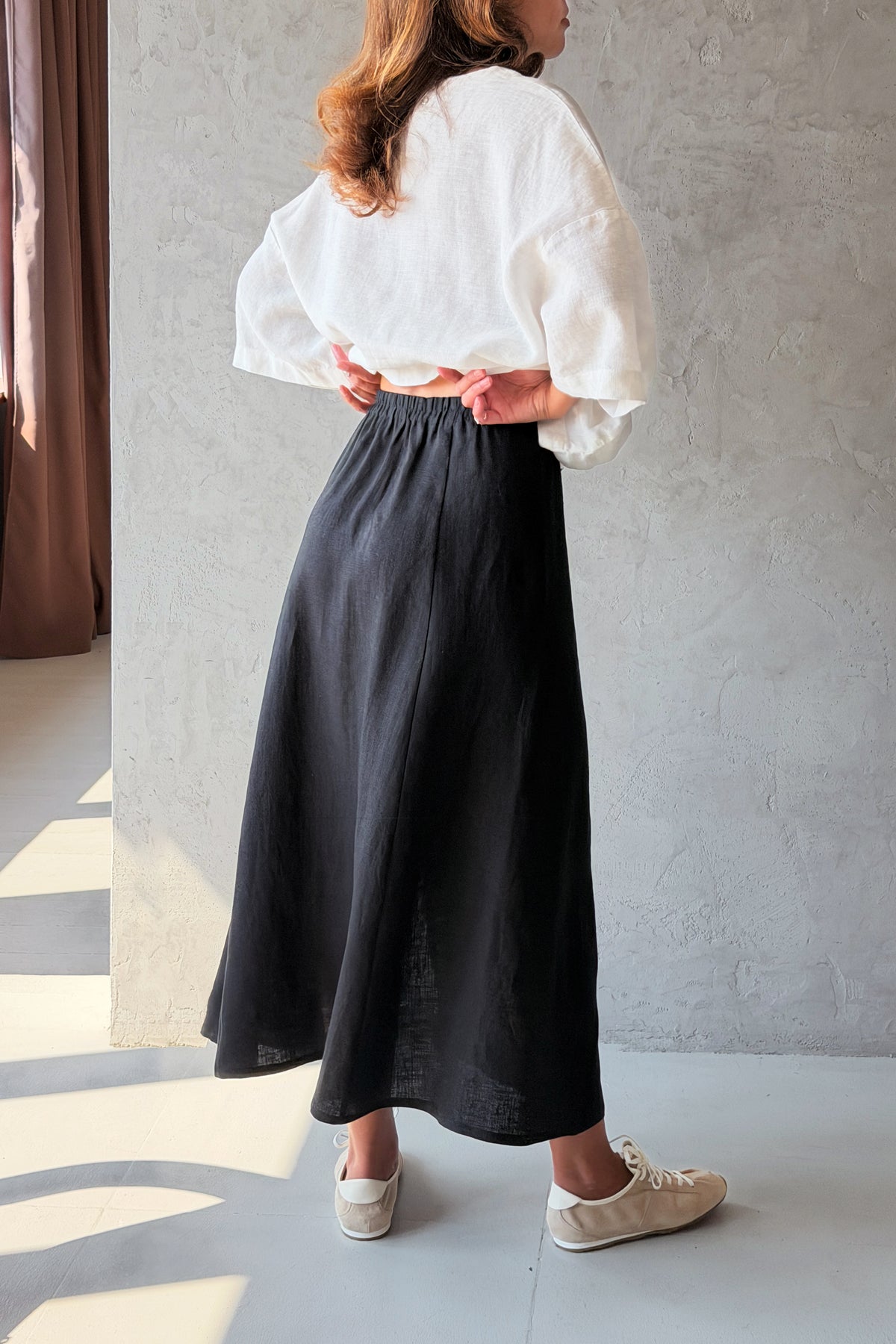 Women’s A-Line Linen Skirt VERONICA in Black