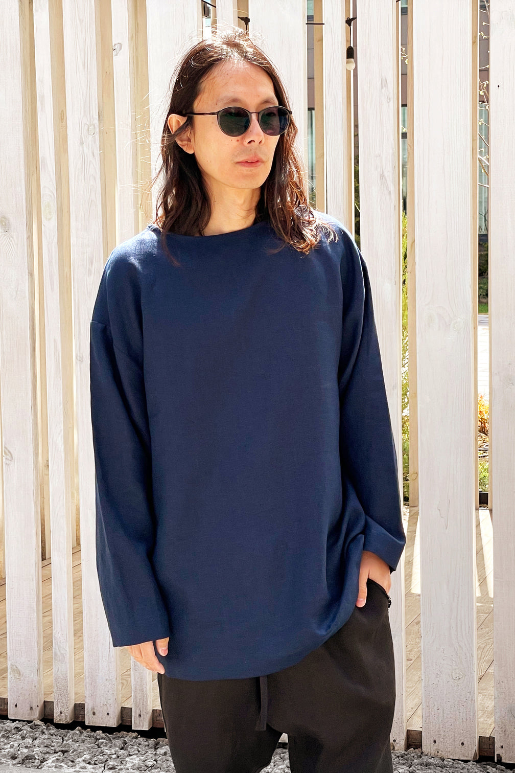 Men’s linen oversizes sweatshirt SAGE in Dark blue