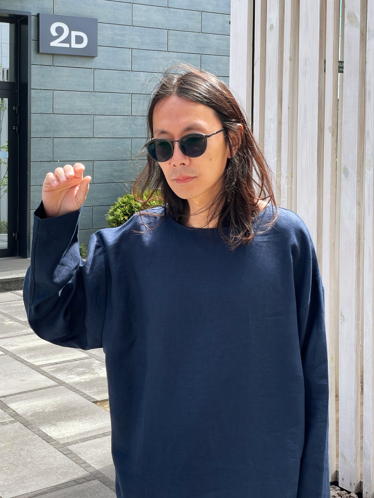 Men’s linen oversizes sweatshirt SAGE in Dark blue