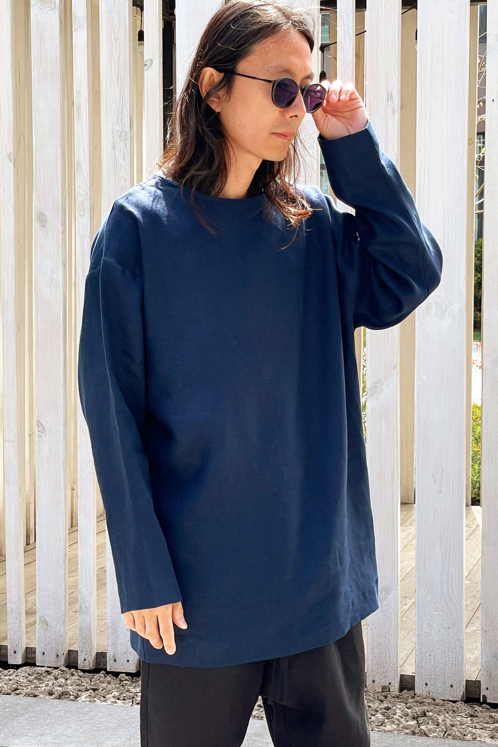 Men’s linen oversizes sweatshirt SAGE in Dark blue