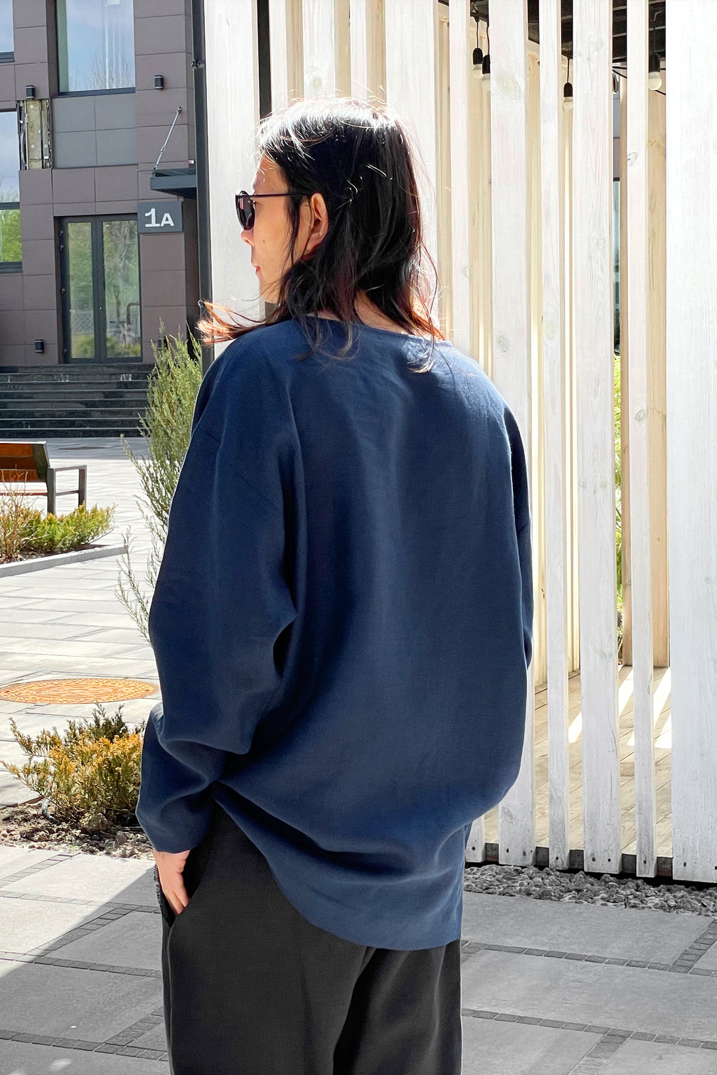 Men’s linen oversizes sweatshirt SAGE in Dark blue