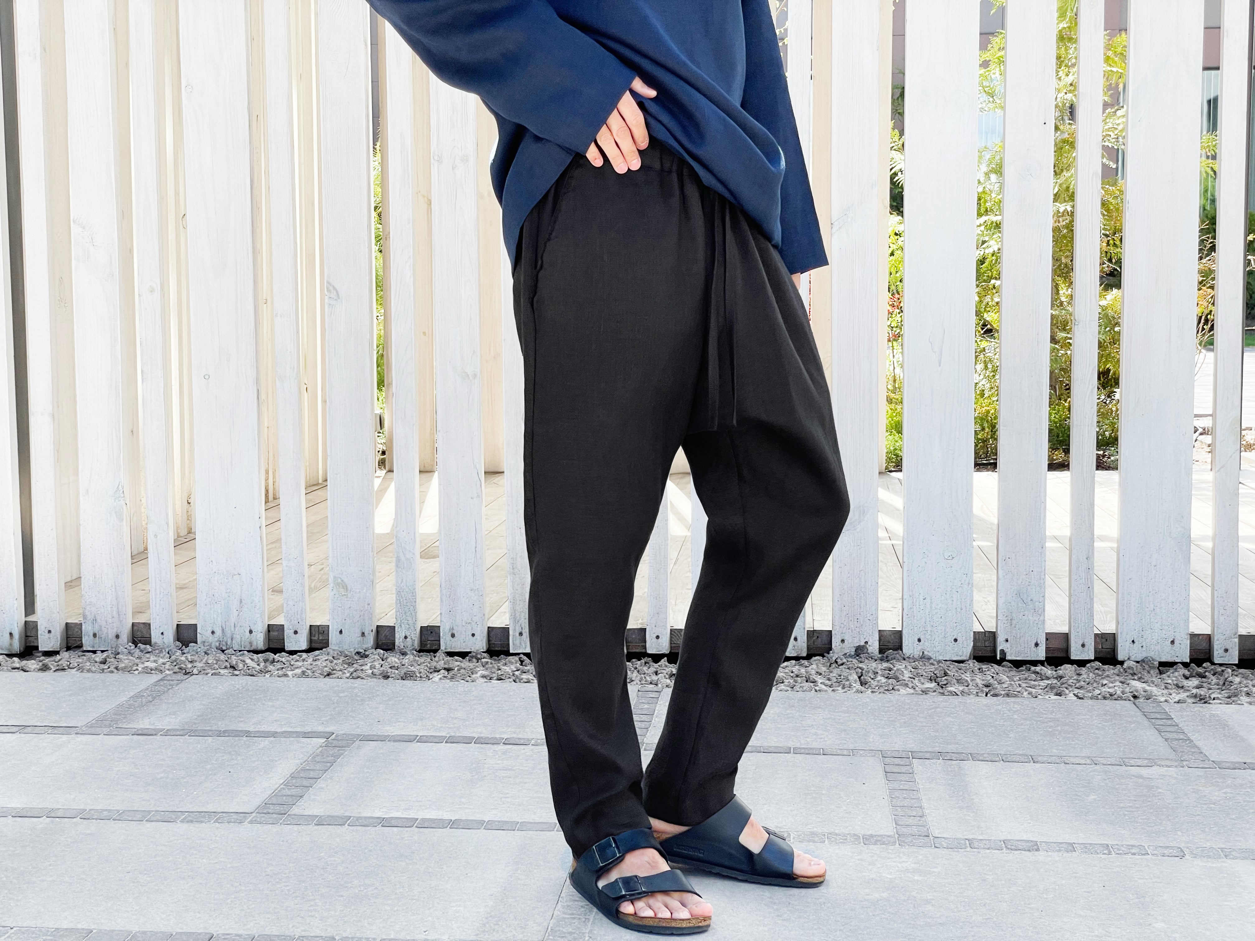 Men's baggy linen pants HAWTHORN in Black