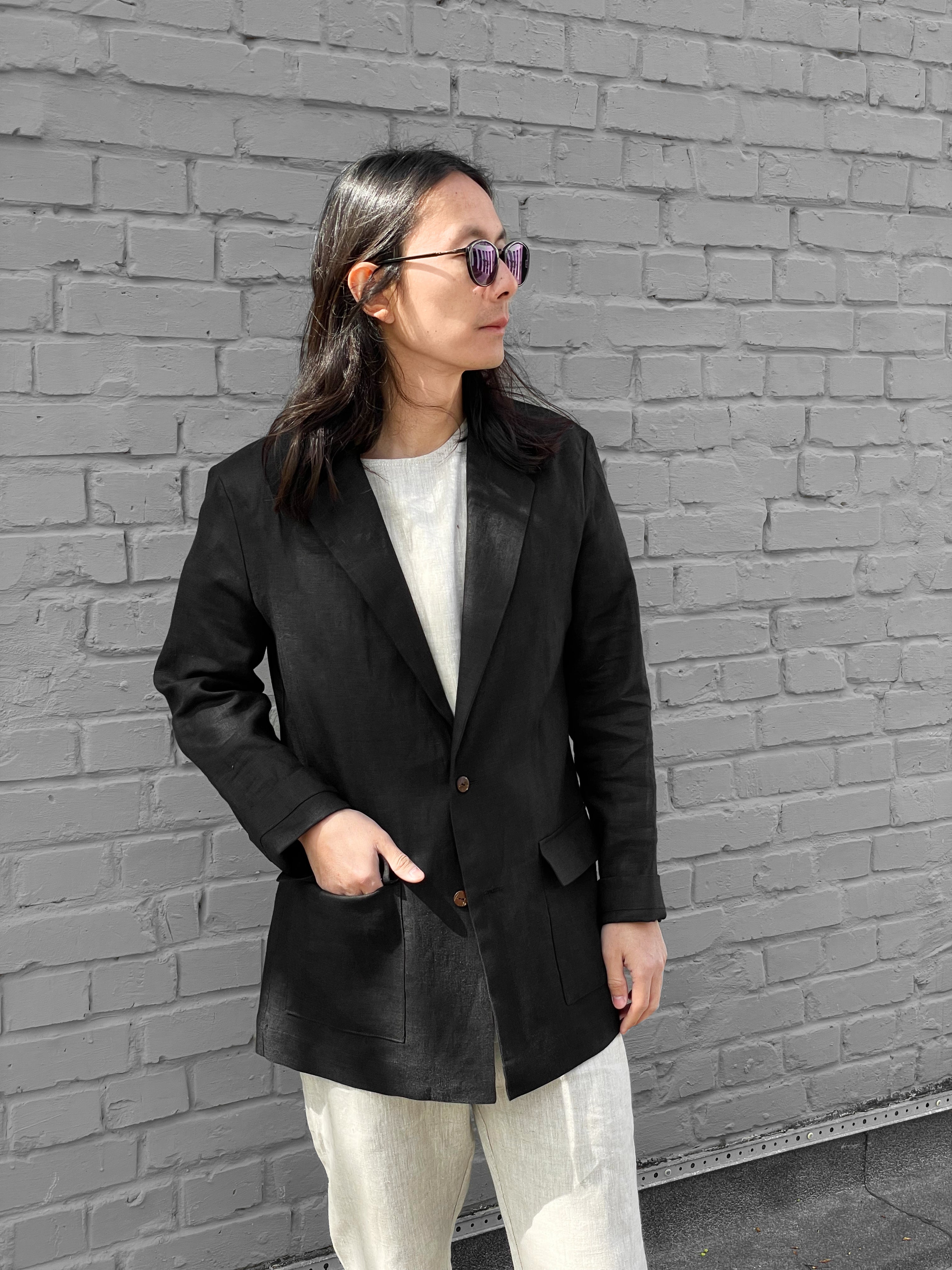 Men’s Linen Jacket LARCH in Black