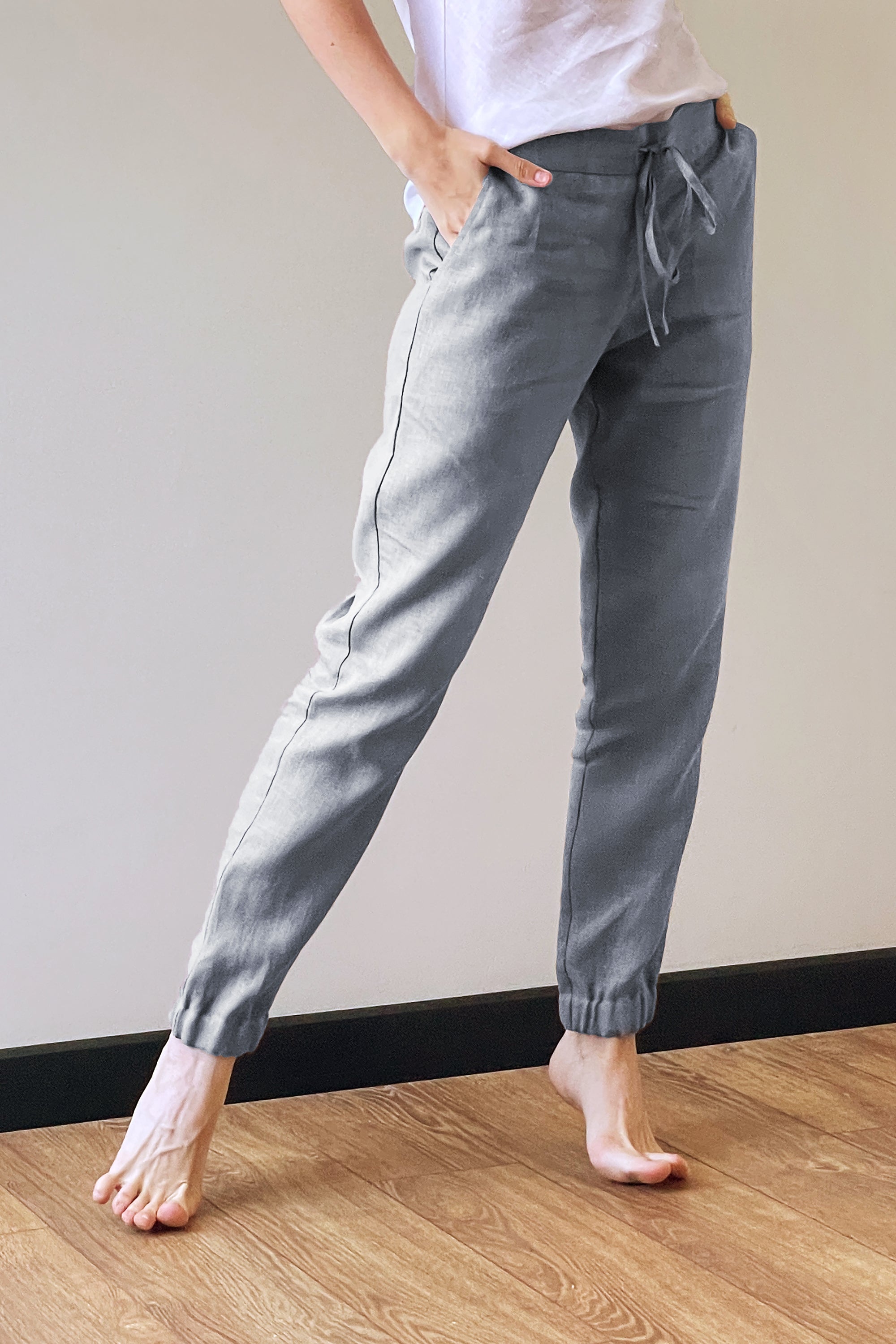 Women’s Linen Pants NARA in Light grey