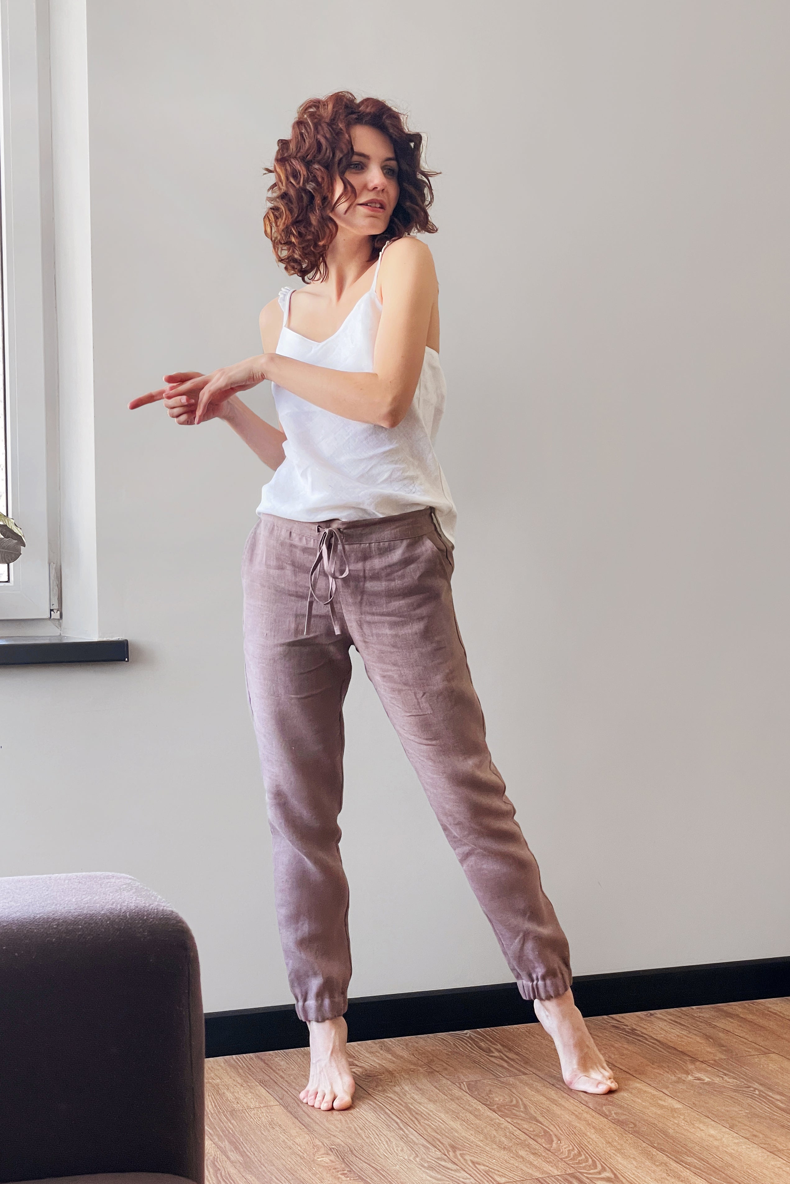 Women’s Linen Pants NARA in Latte