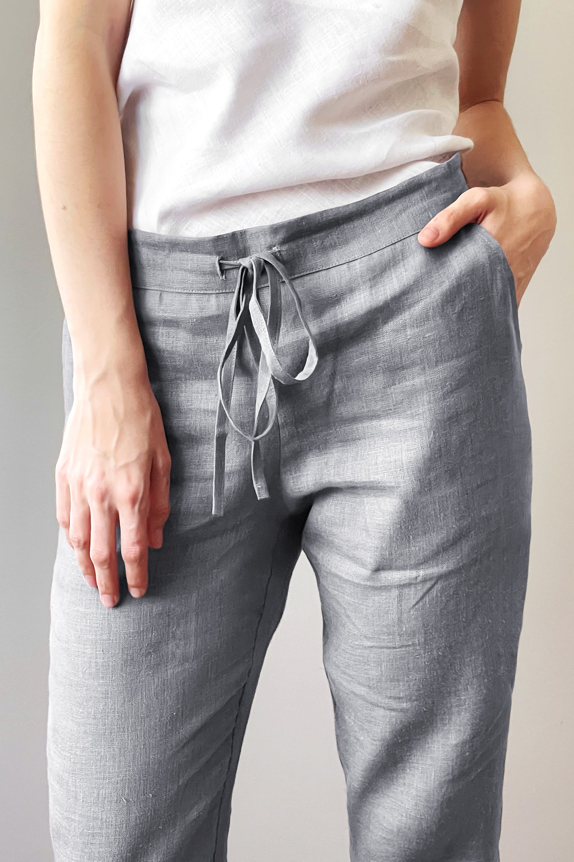 Women’s Linen Pants NARA in Light grey