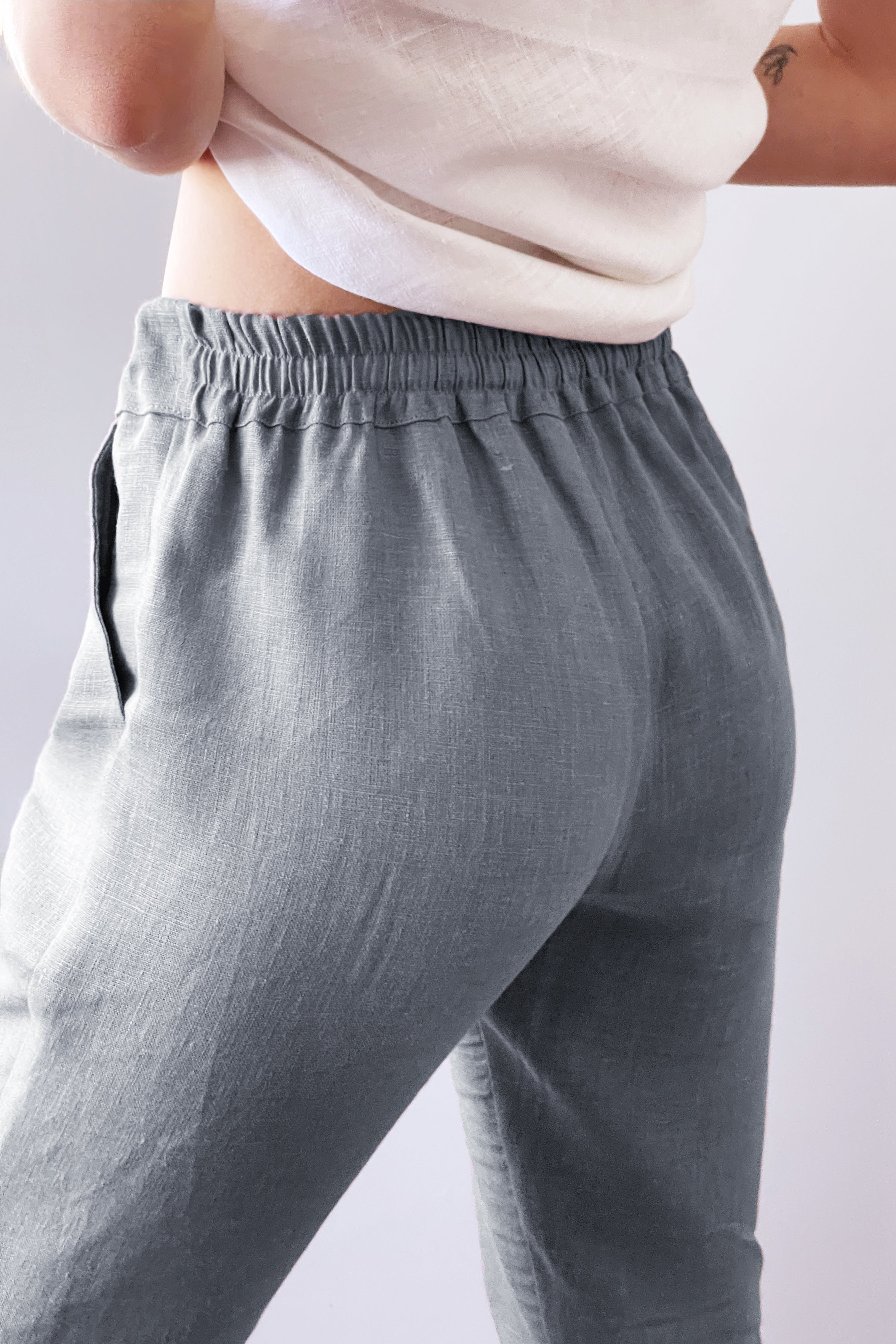 Women’s Linen Pants NARA in Light grey