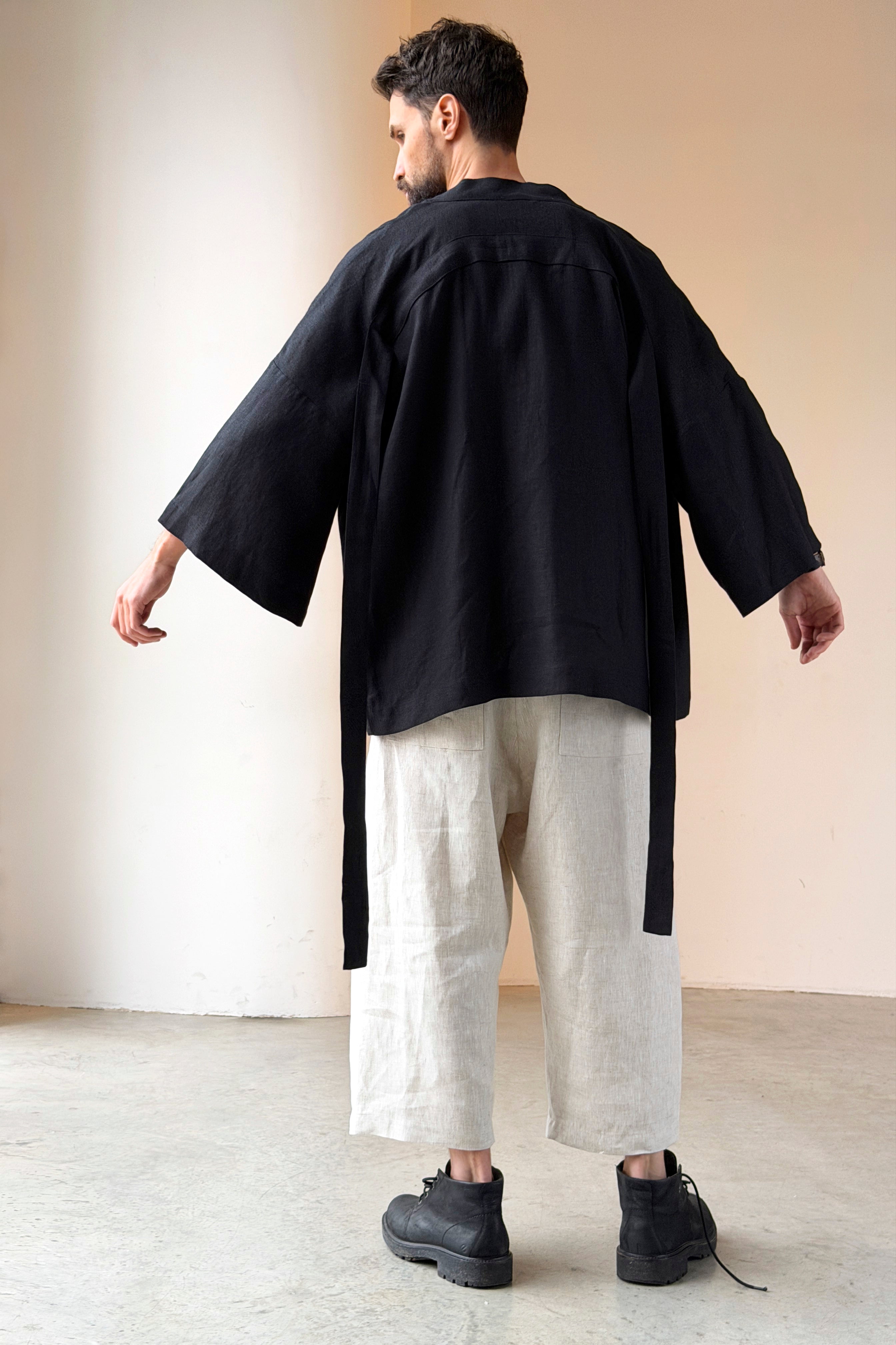 Men’s Linen Kimono Skirt ARIA in Black