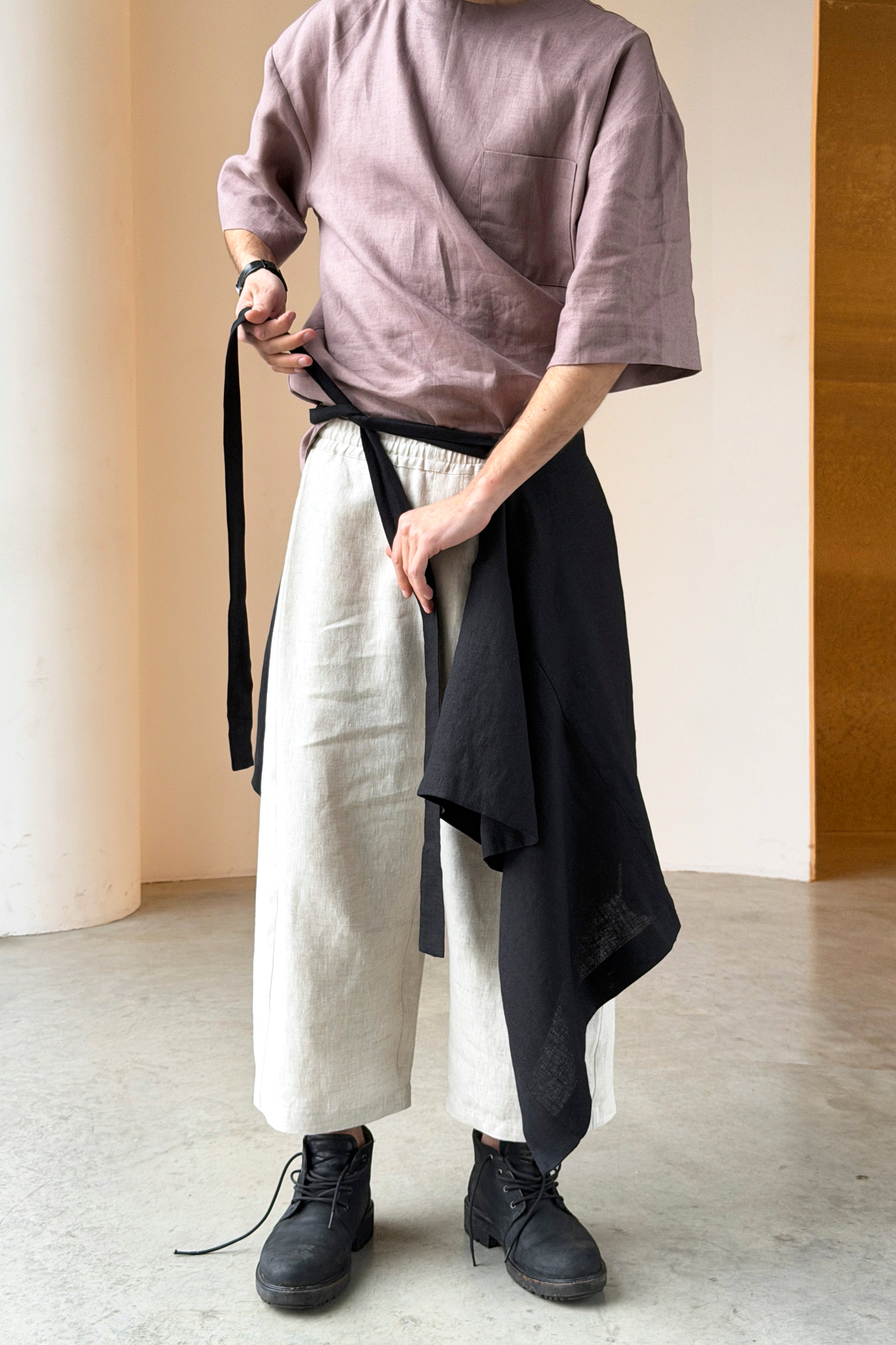 Men’s Linen Kimono Skirt ARIA in Black
