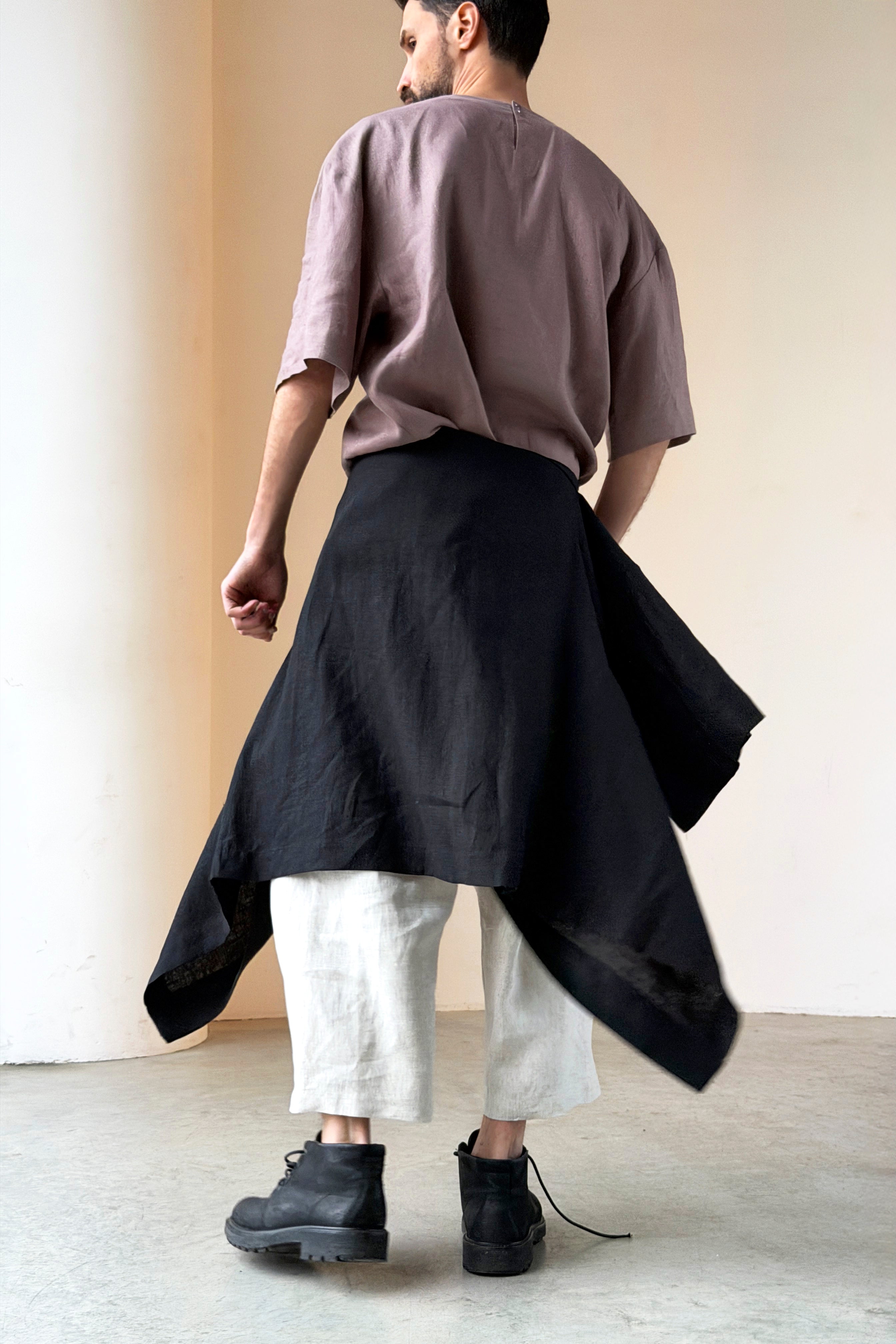 Men’s Linen Kimono Skirt ARIA in Black