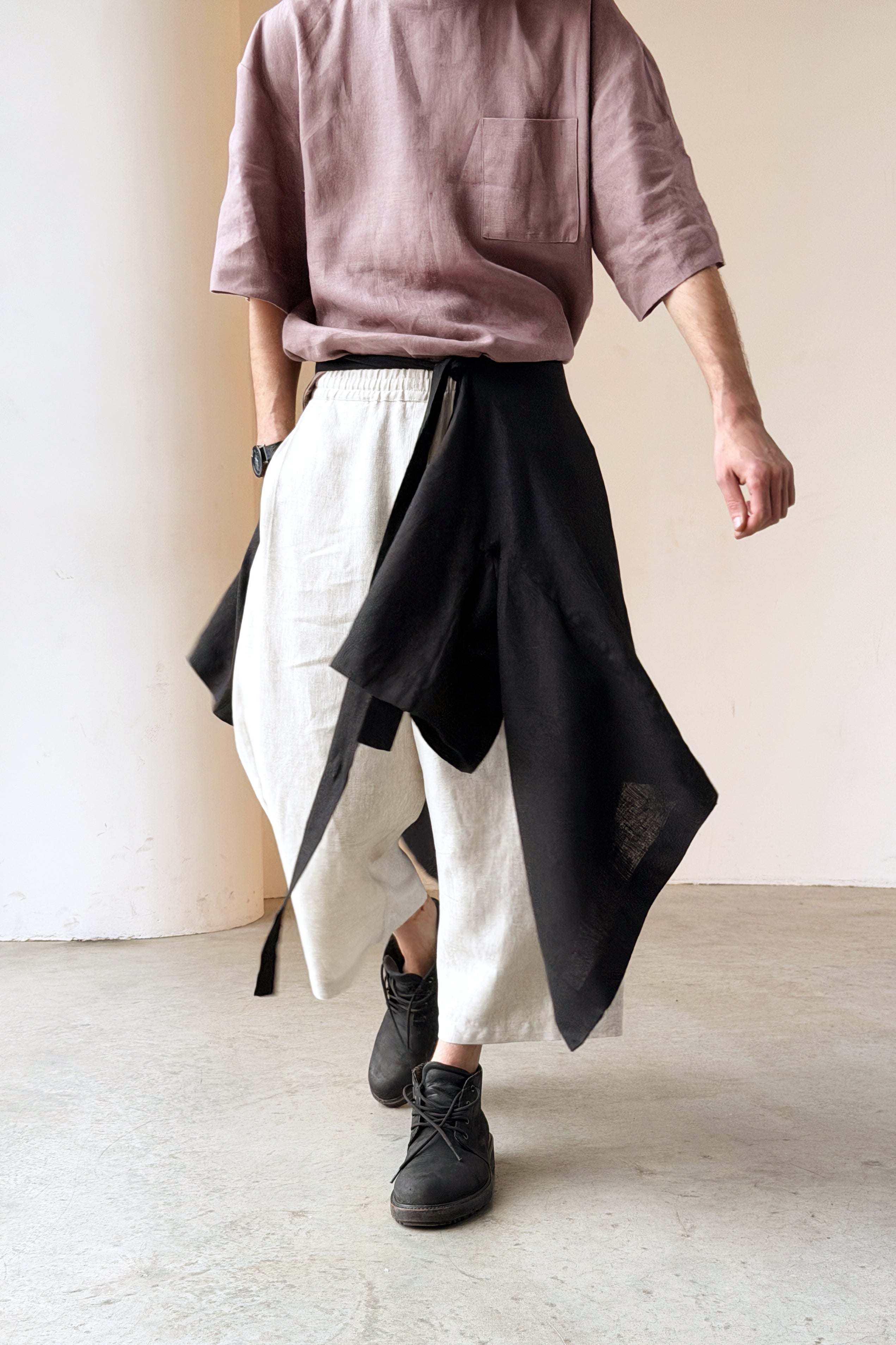 Men’s Linen Kimono Skirt ARIA in Black