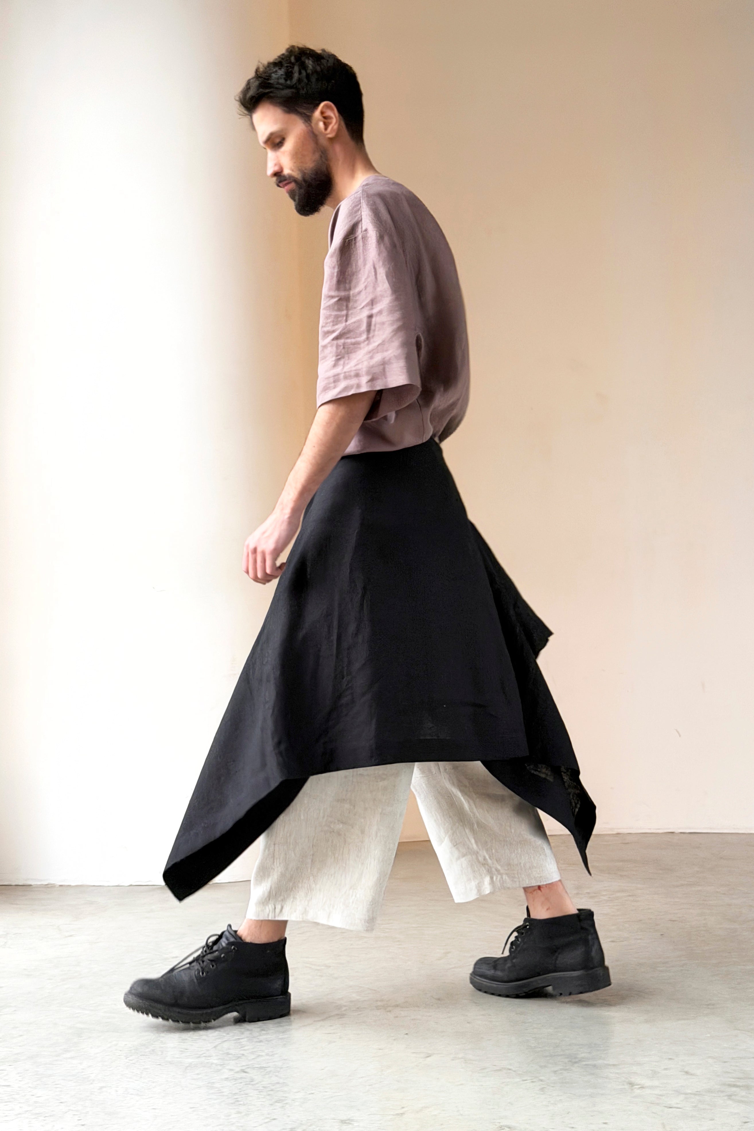 Men’s Linen Kimono Skirt ARIA in Black