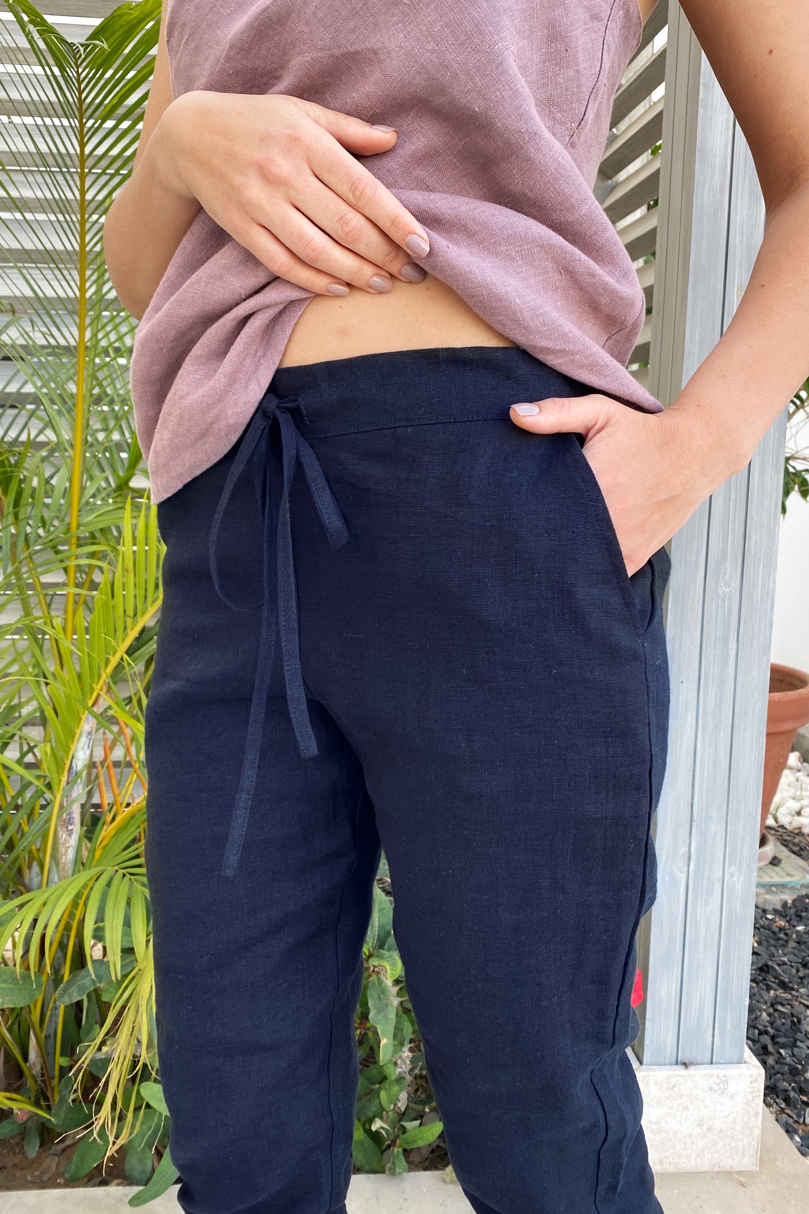 Women’s Linen Pants NARA in Dark blue