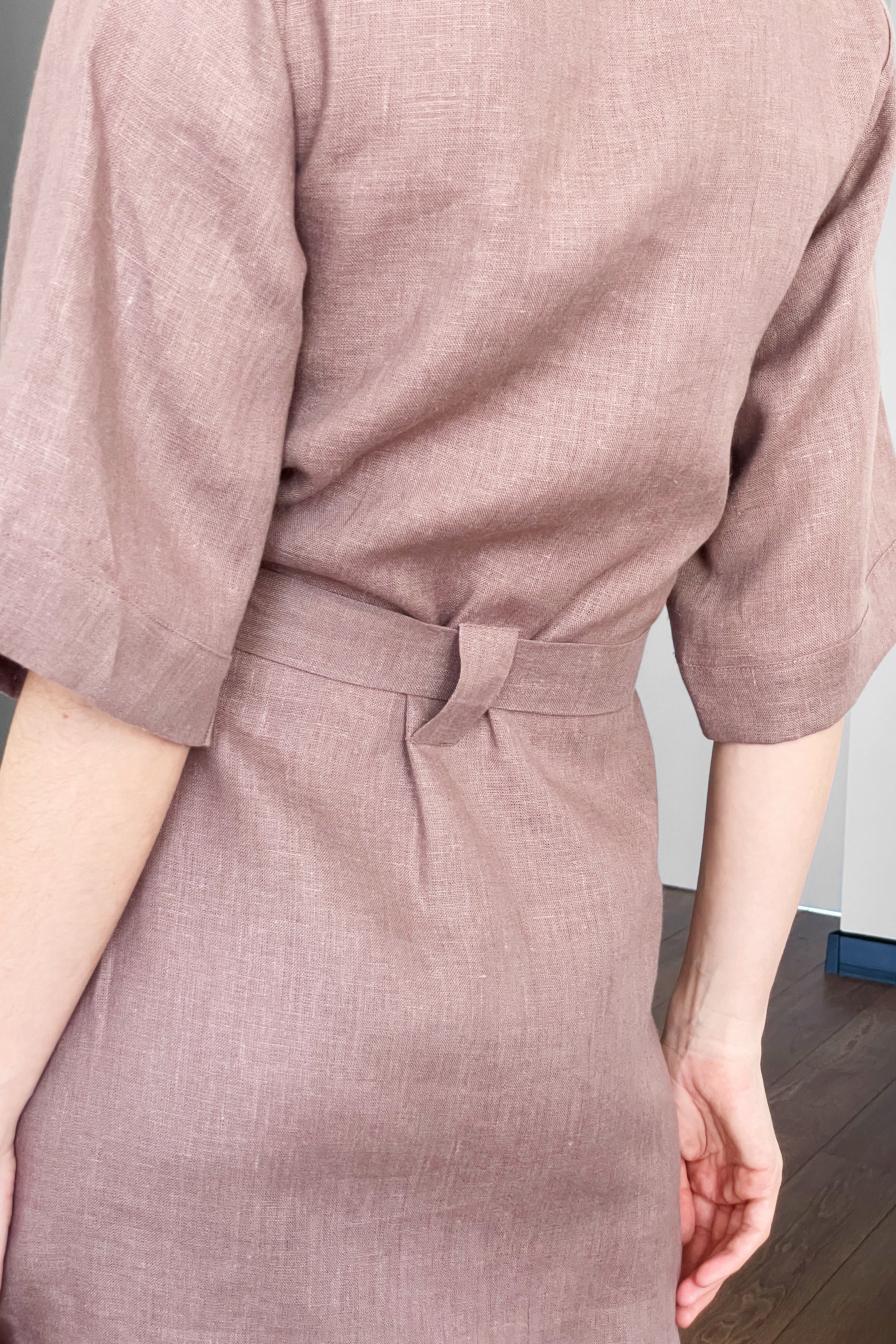 Women’s Short Linen Kimono UME in Latte