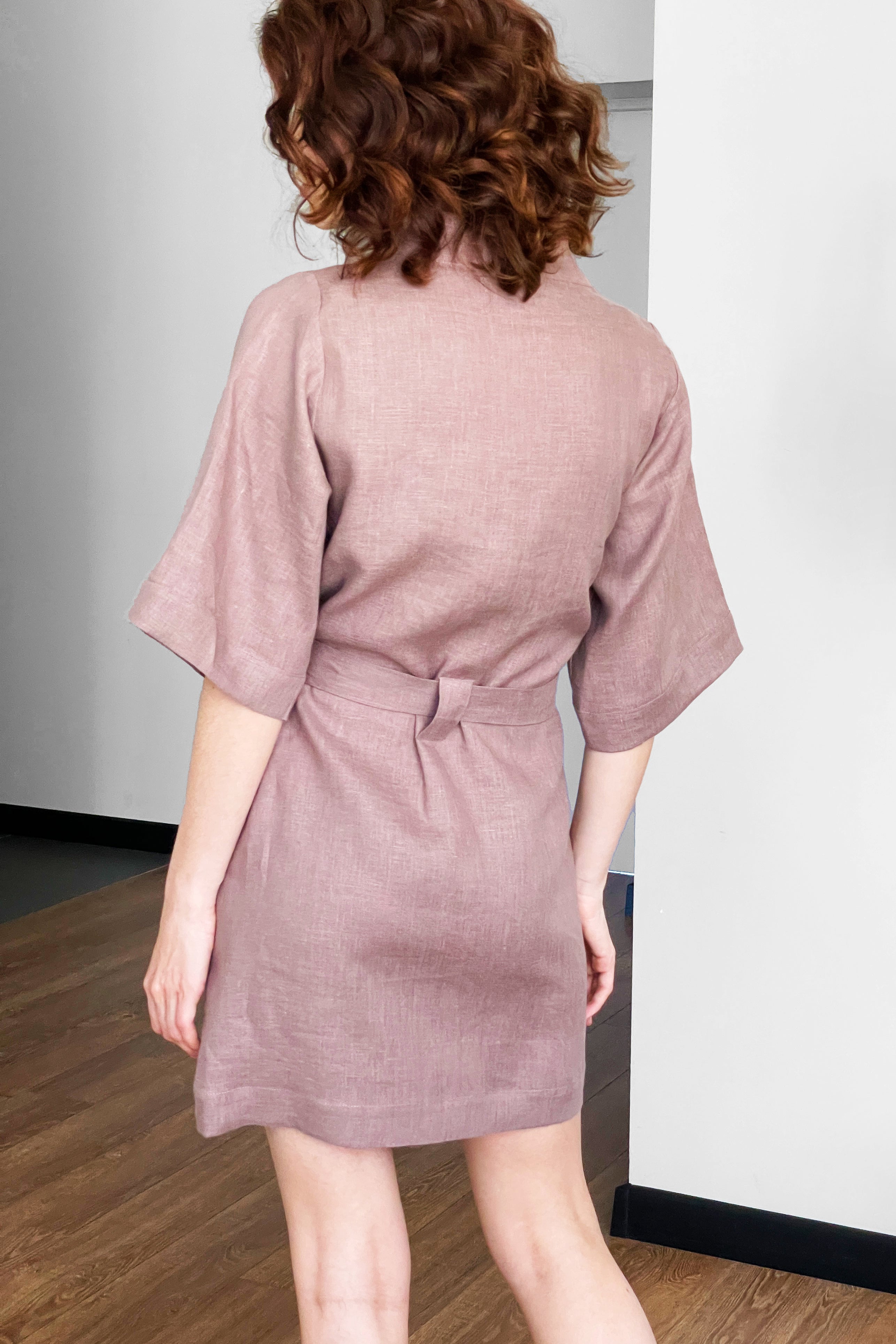 Women’s Short Linen Kimono UME in Latte