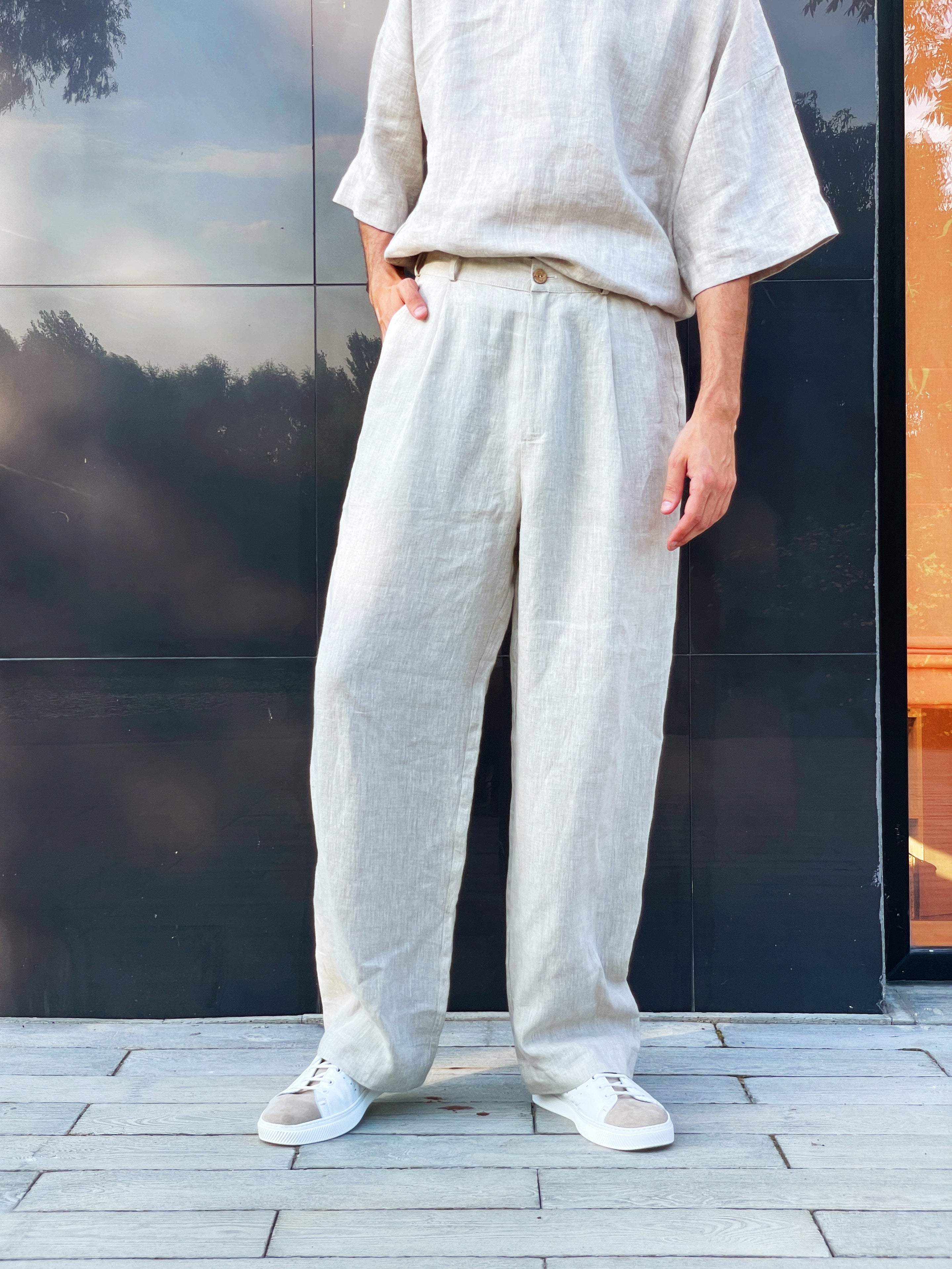 Palazzo Linen Pants ASPEN in Beige