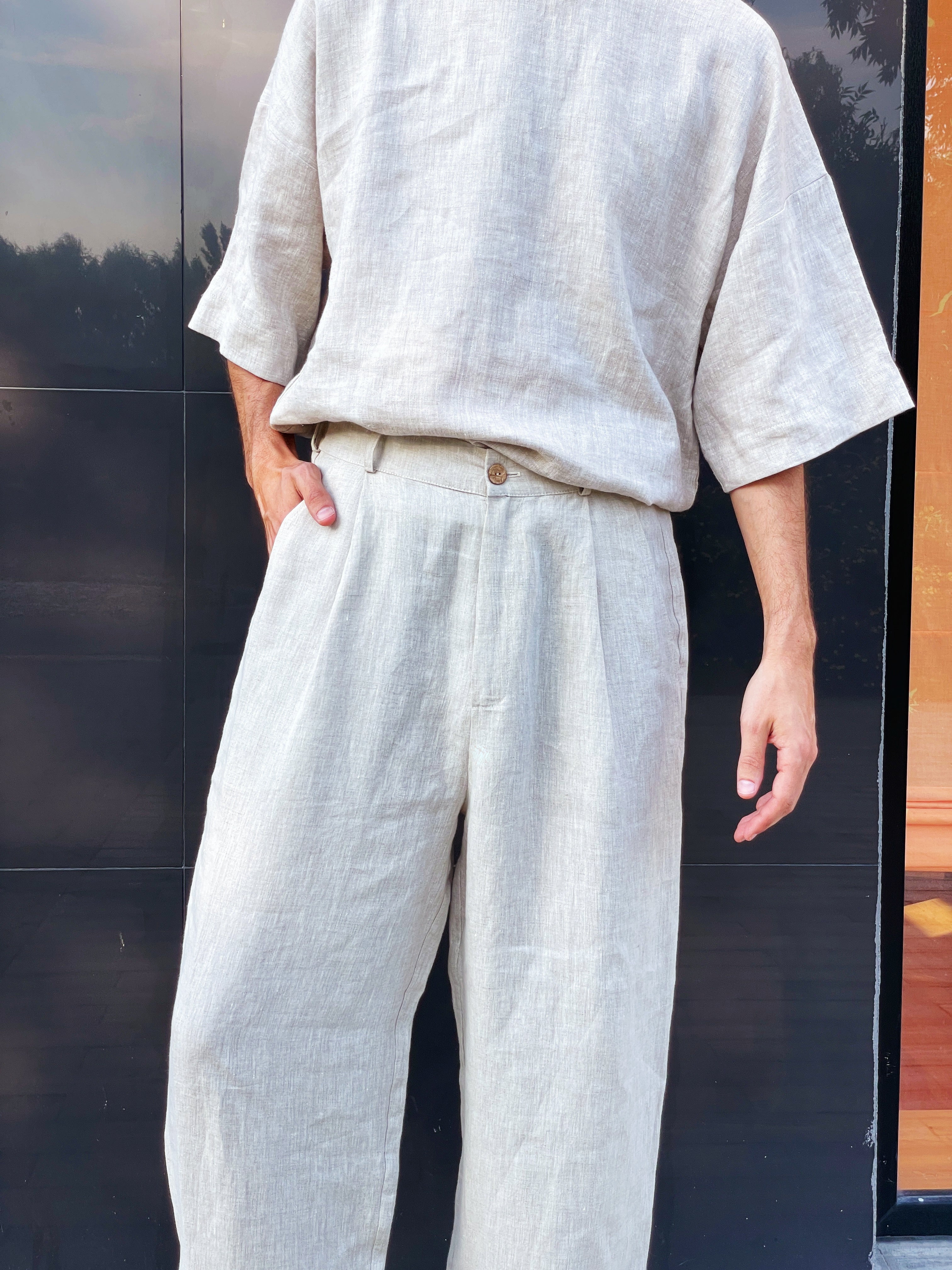 Palazzo Linen Pants ASPEN in Beige