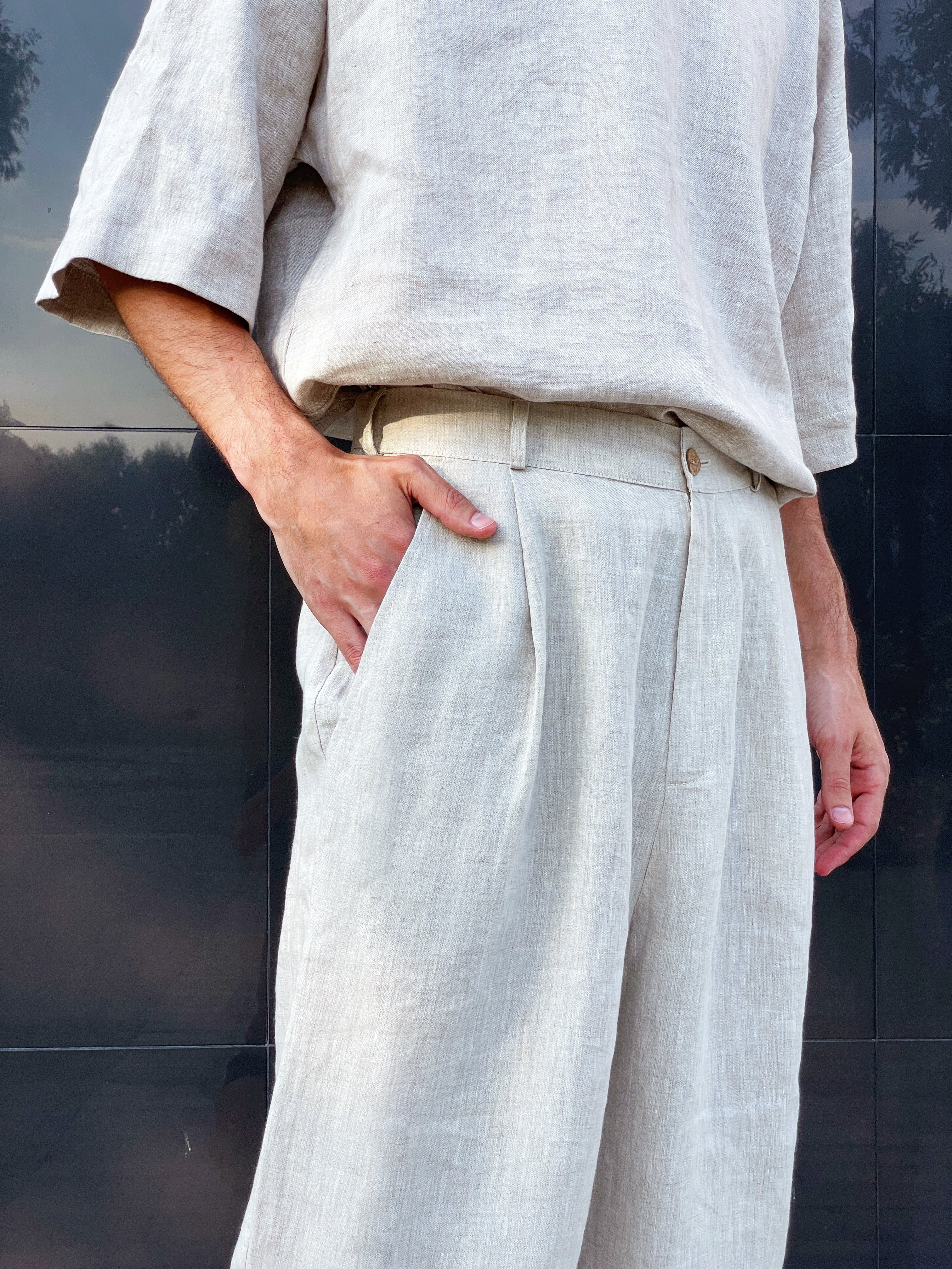 Palazzo Linen Pants ASPEN in Beige