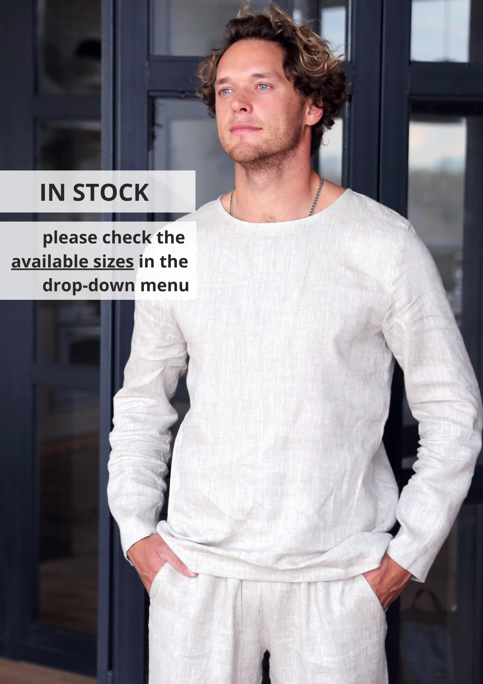 Long Sleeve Linen T-Shirt BIRCH - IN STOCK