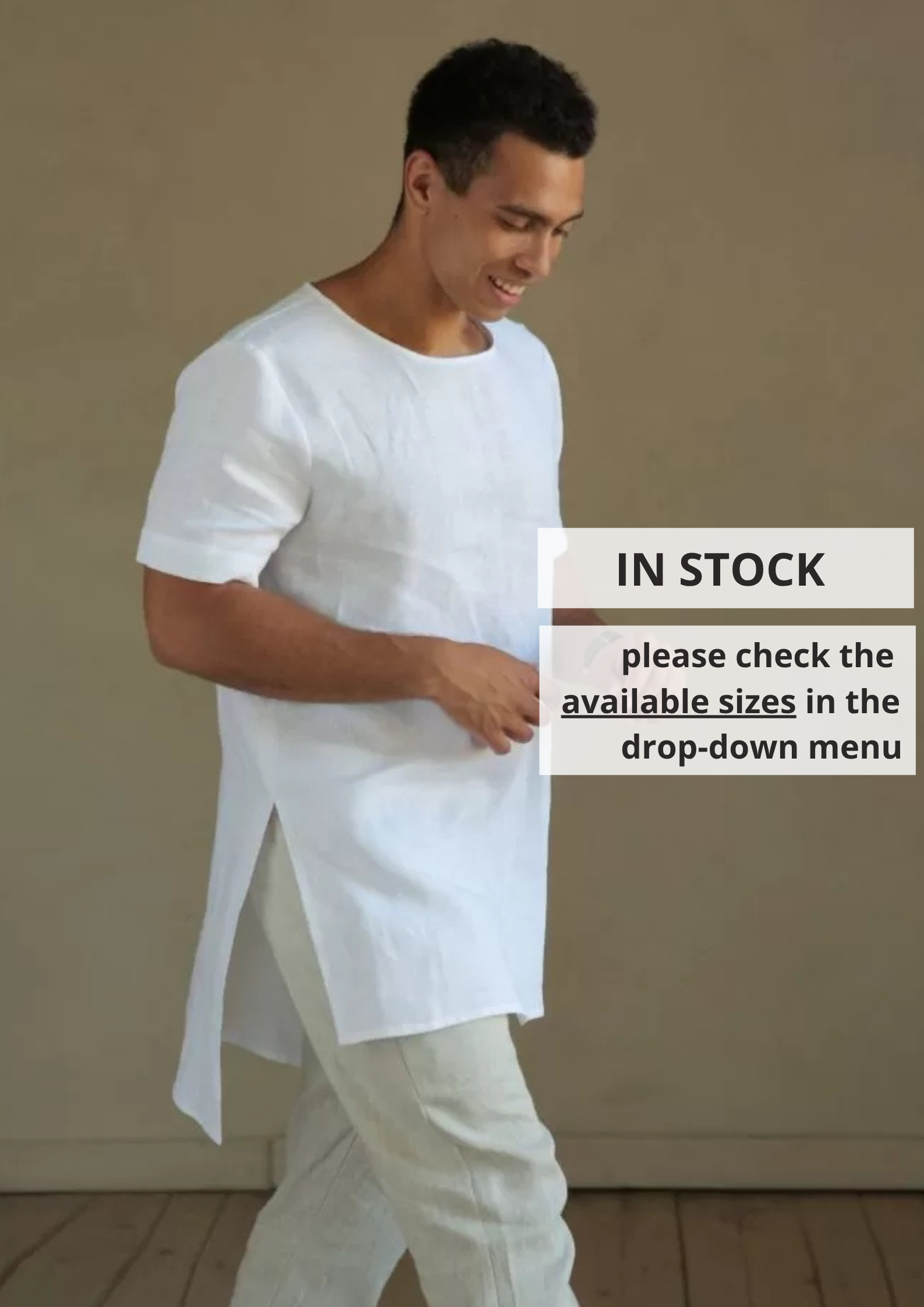 Men’s Long Linen T-Shirt LINDEN - IN STOCK