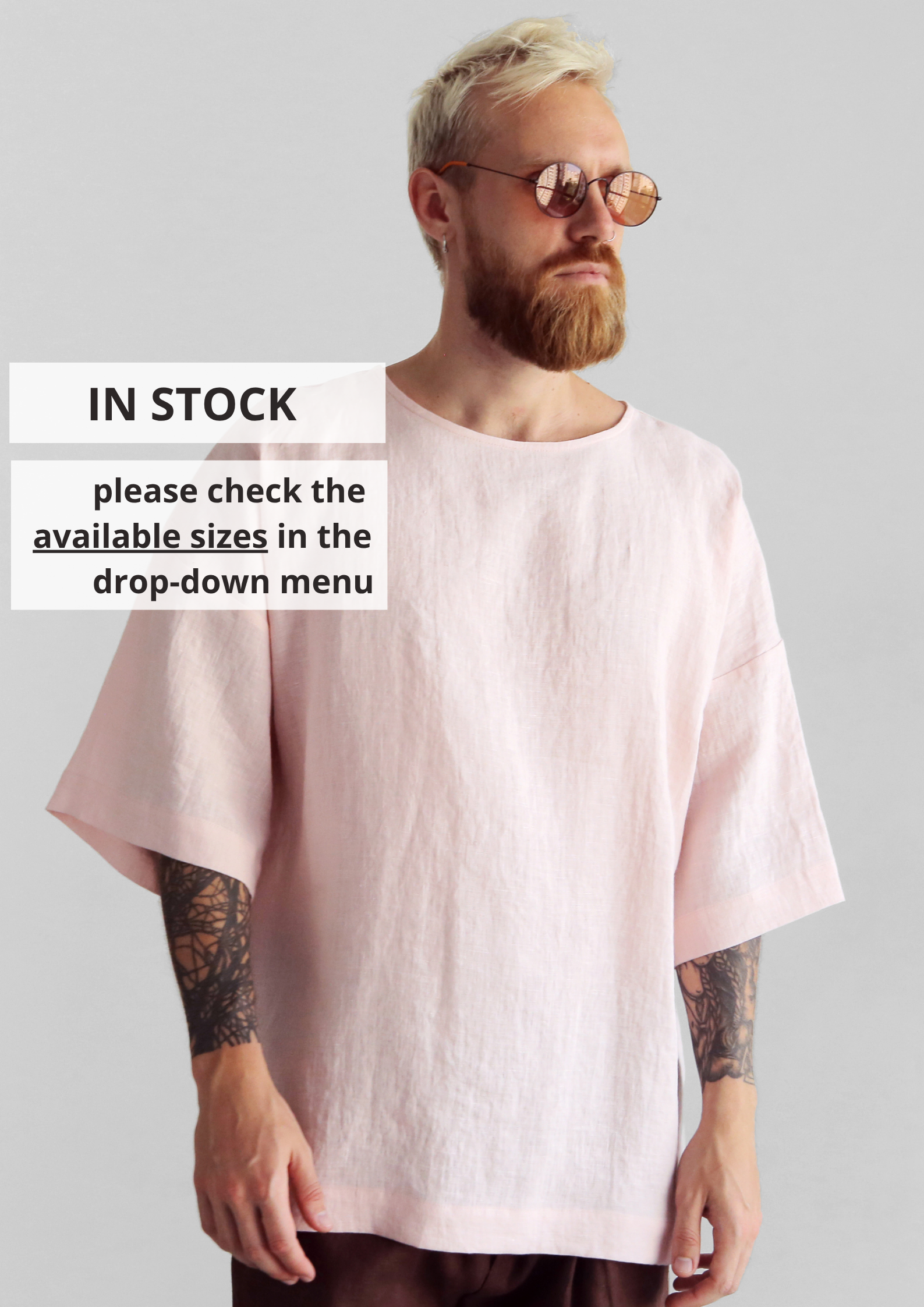 Men’s Oversized Linen T-Shirt LOTUS - IN STOCK