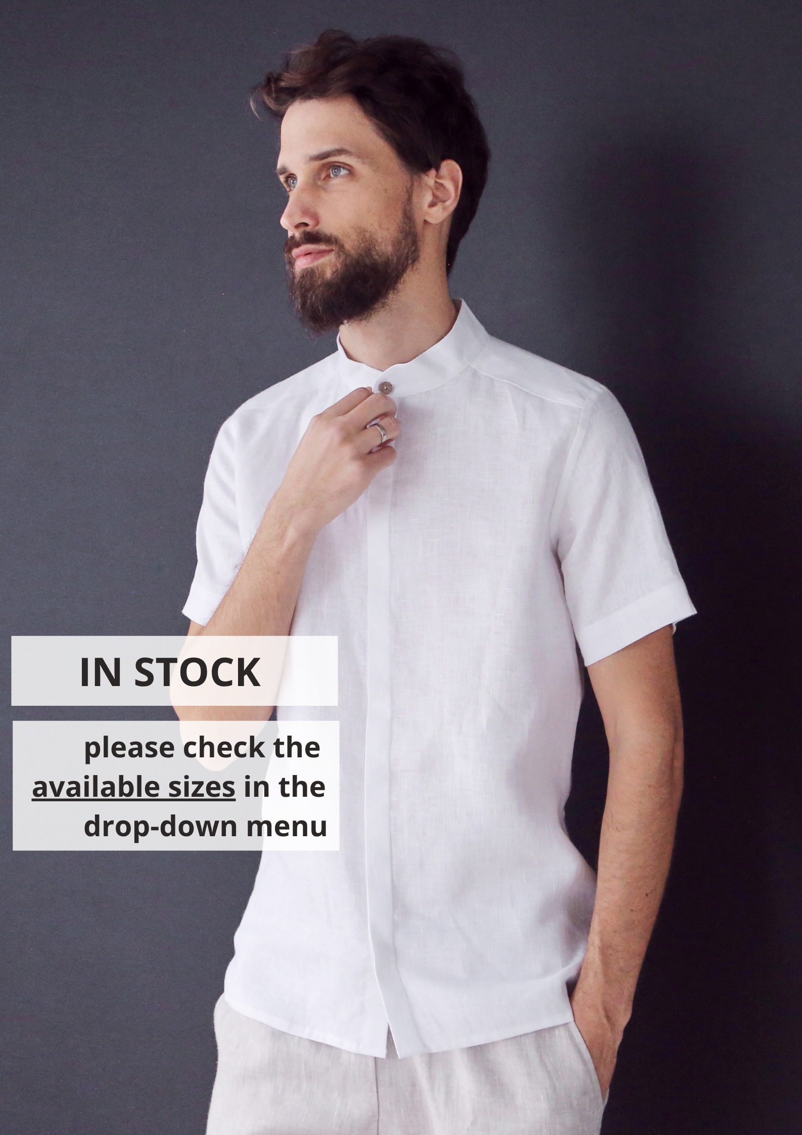 Men’s Short-Sleeved Linen Shirt OLIVE - IN STOCK