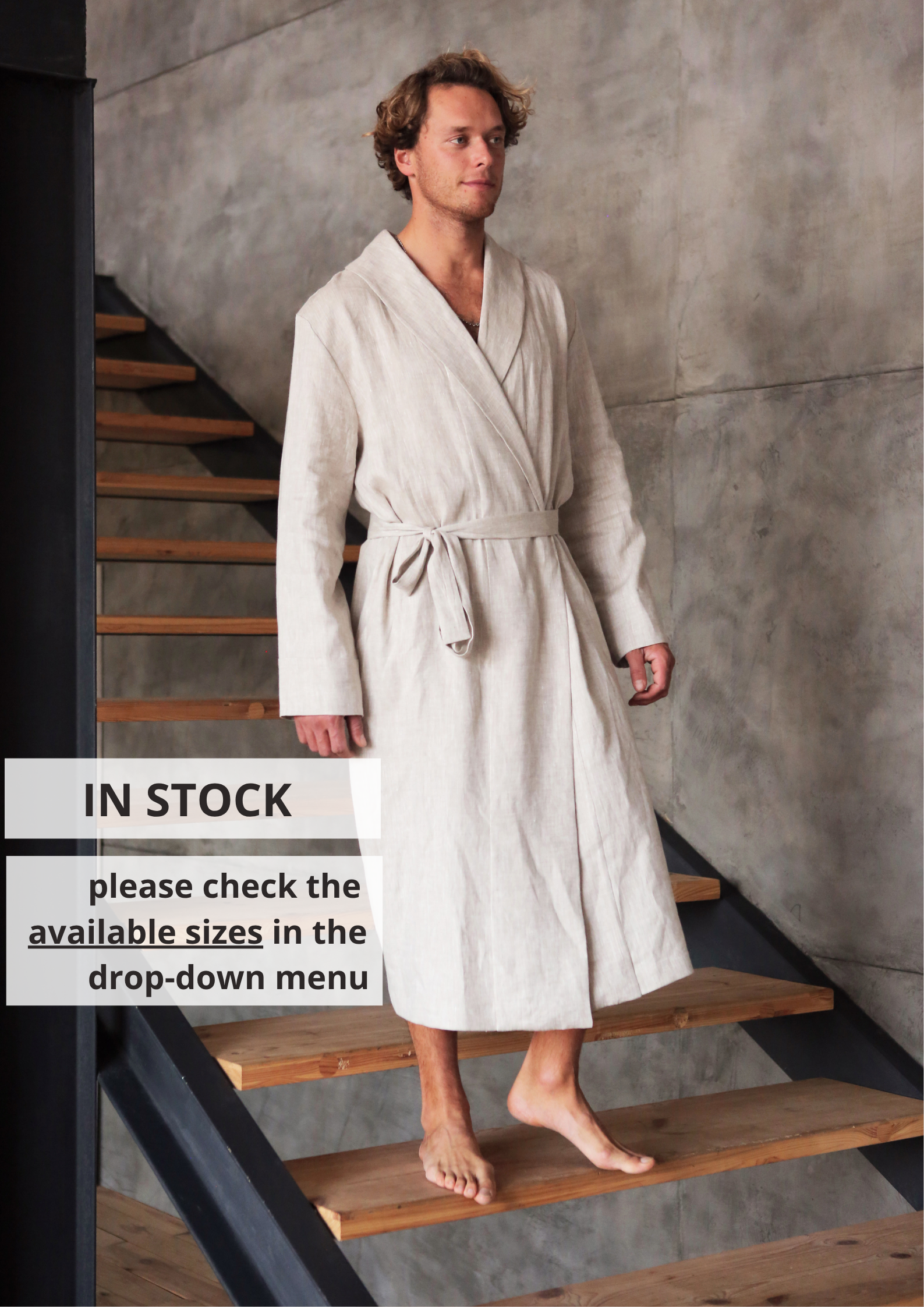 Men’s linen bathrobe JUNIPER LONG - IN STOCK