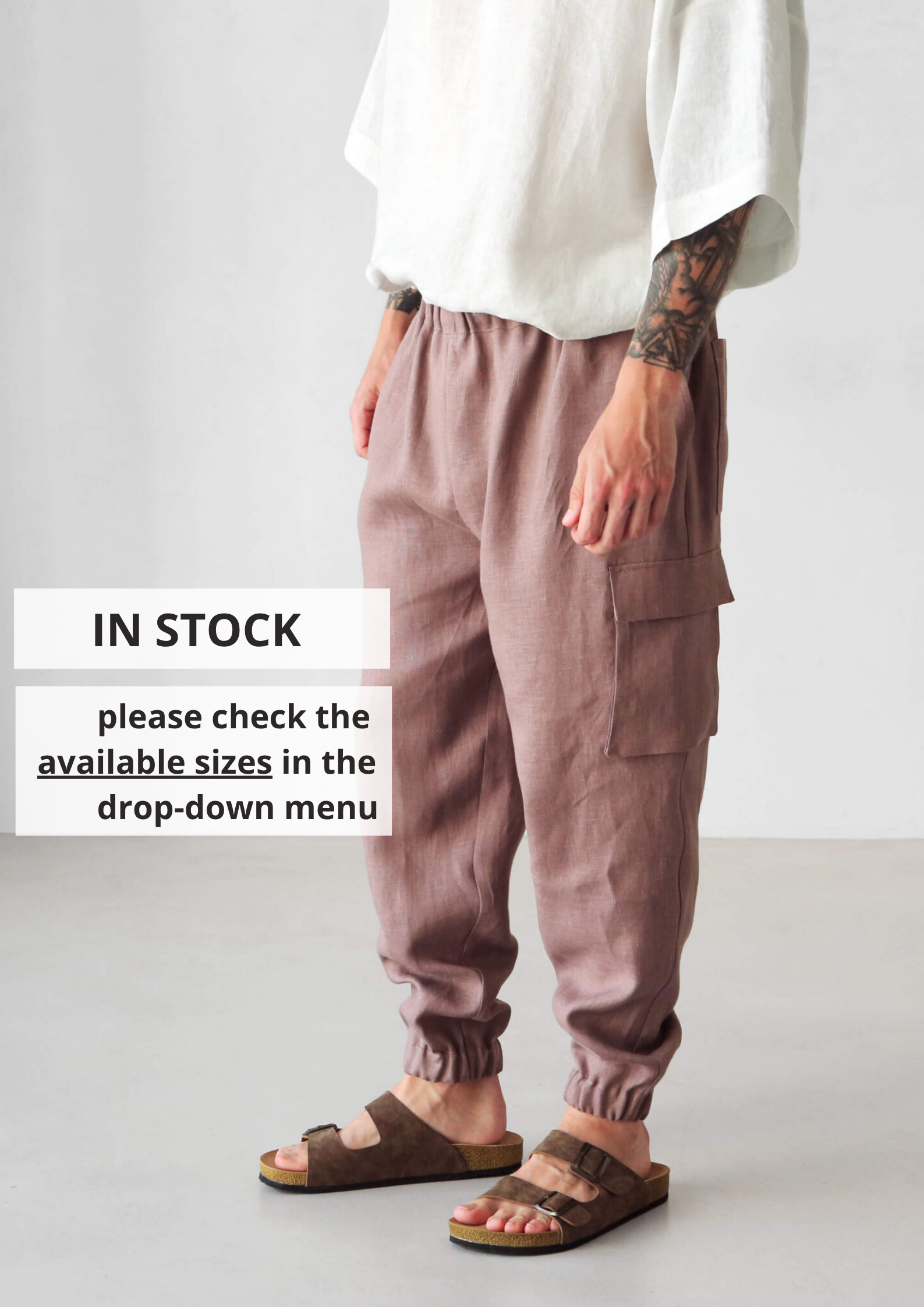 Men’s linen cargo pants SUMAC - IN STOCK
