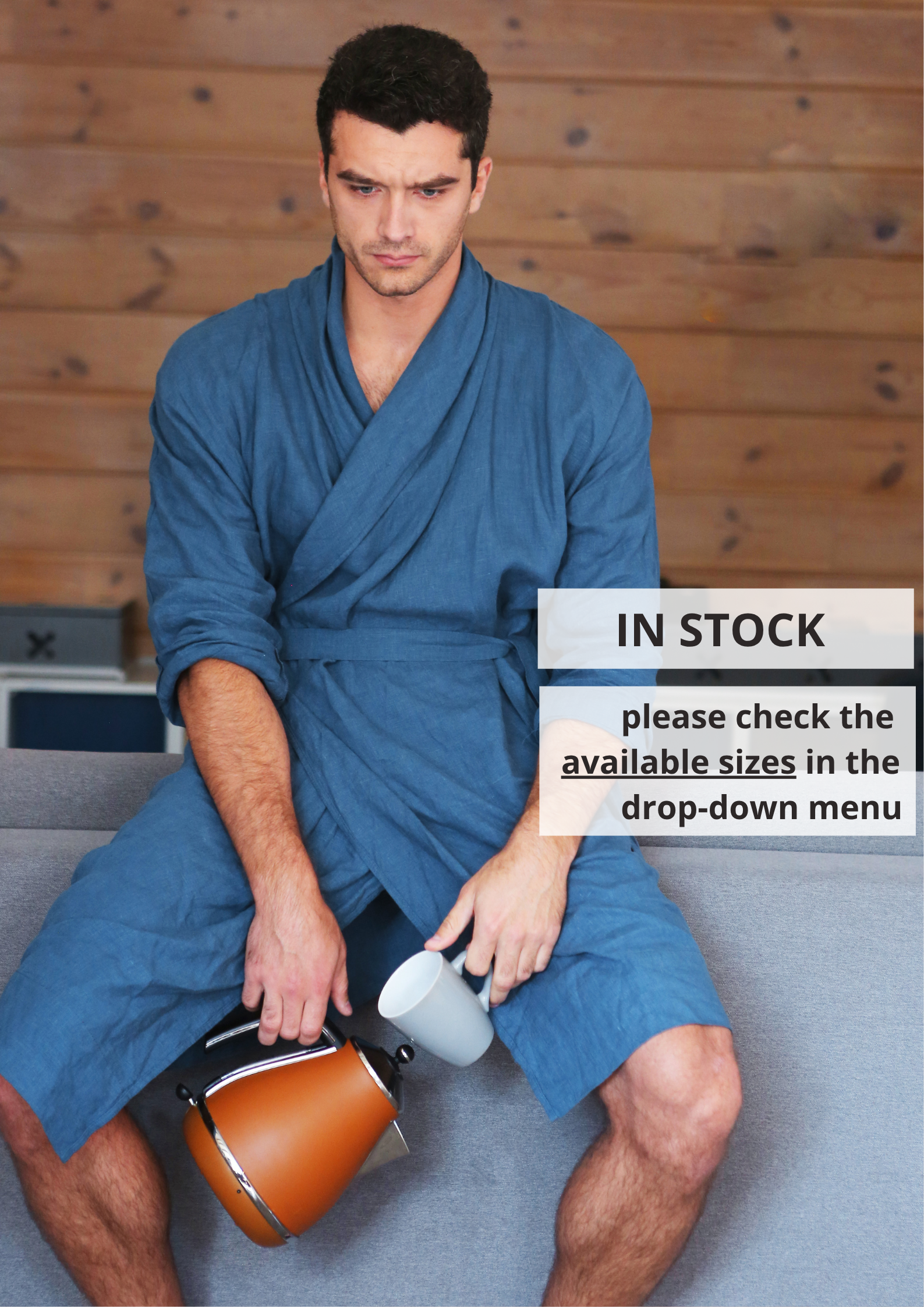 Men’s linen robe JUNIPER - IN STOCK