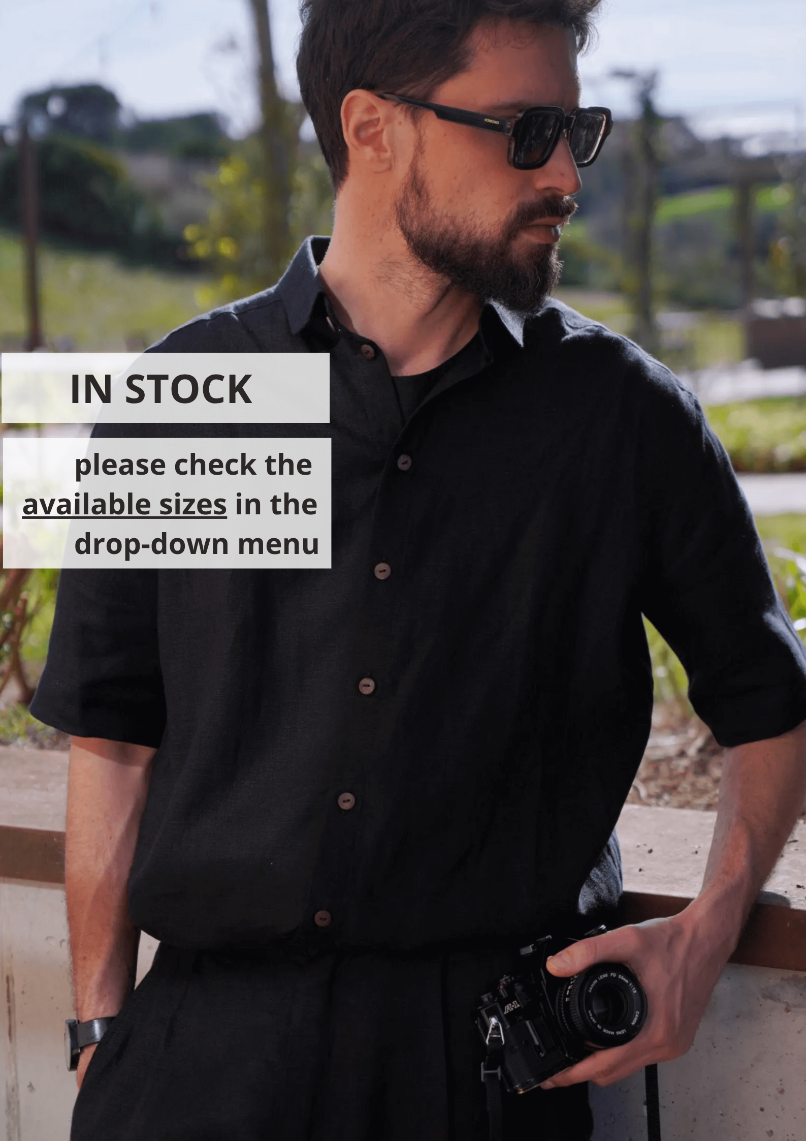 Men’s short sleeve linen shirt GARNET - IN STOCK