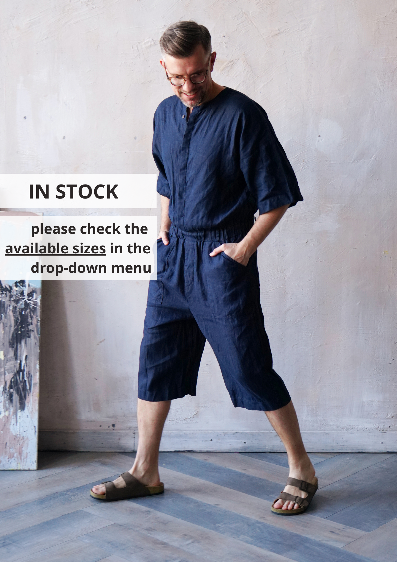 Mens Linen Jumpsuit Canna - IN STOCK