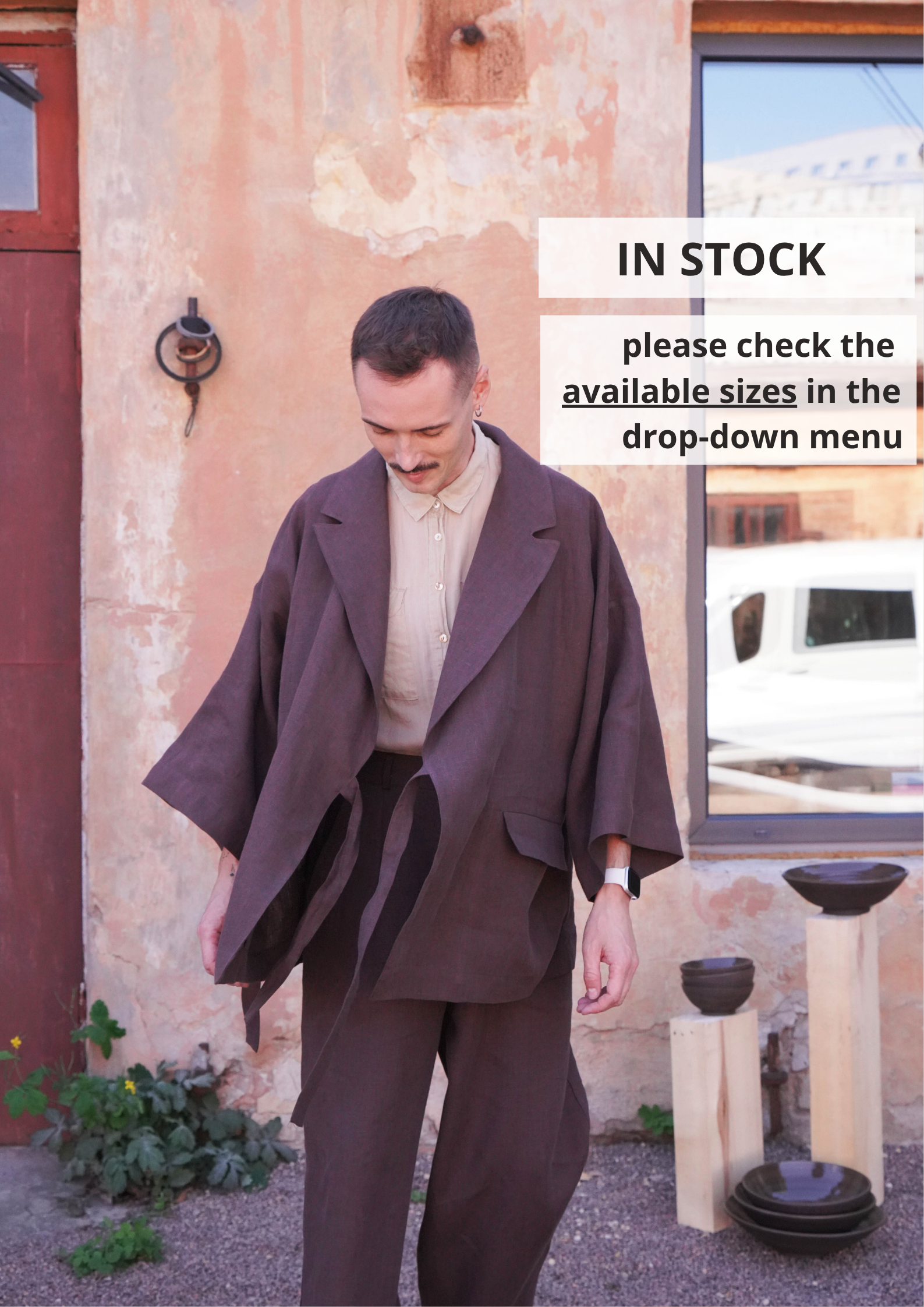 Mens Linen Kimono Jacket SAKURA - IN STOCK