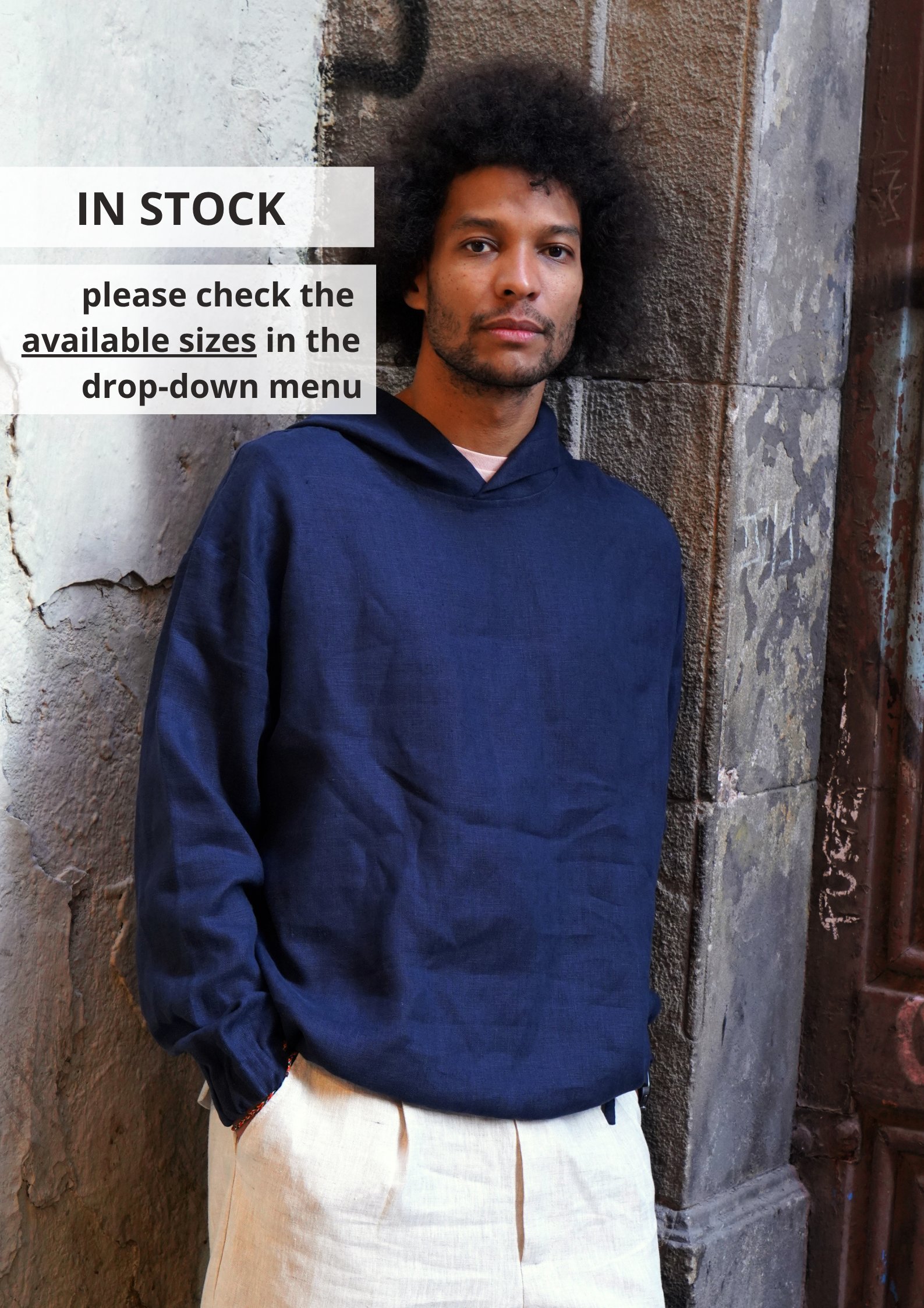 Relaxed linen hoodie CEDRUS - IN STOCK