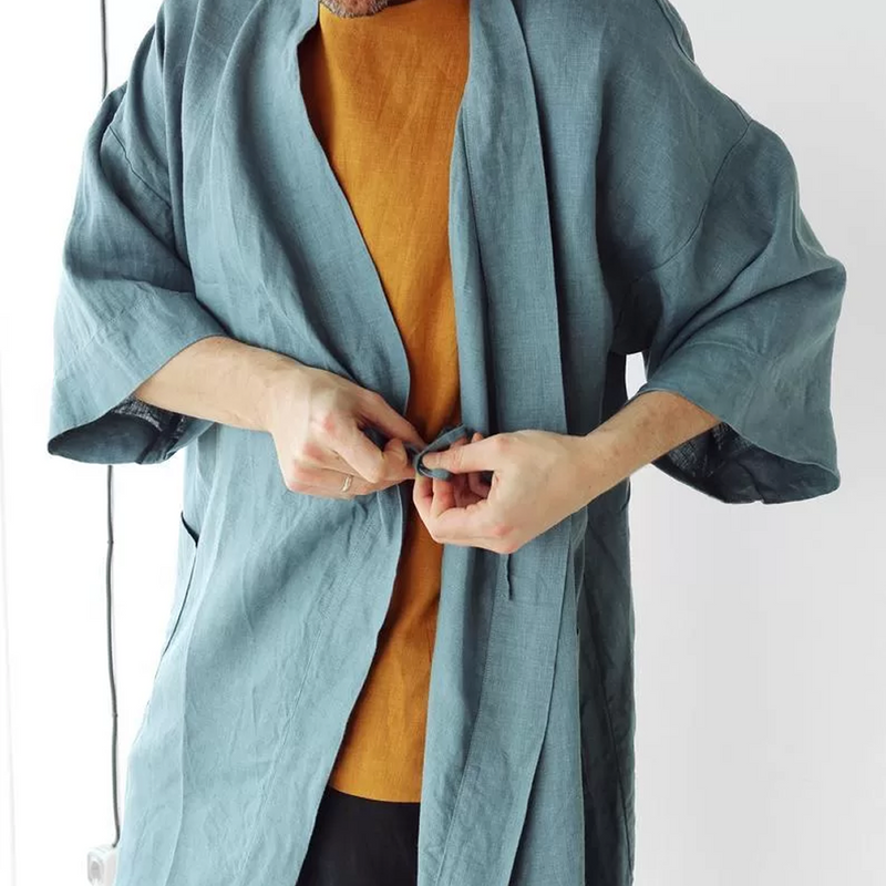 Mens Linen Robes and Kimonos Online for Sale — Black Ficus