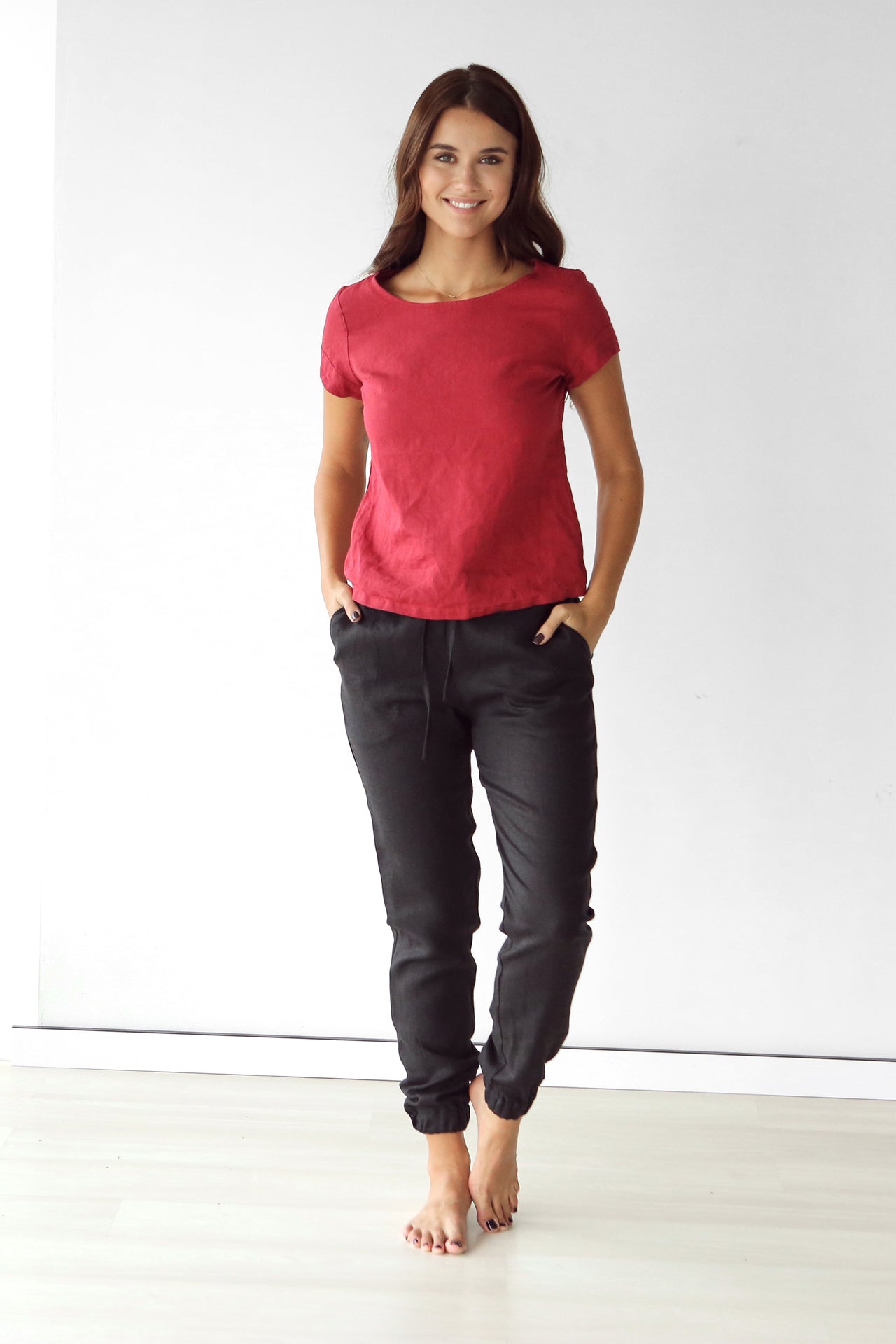 Women's Linen T-Shirt IRIS in Red