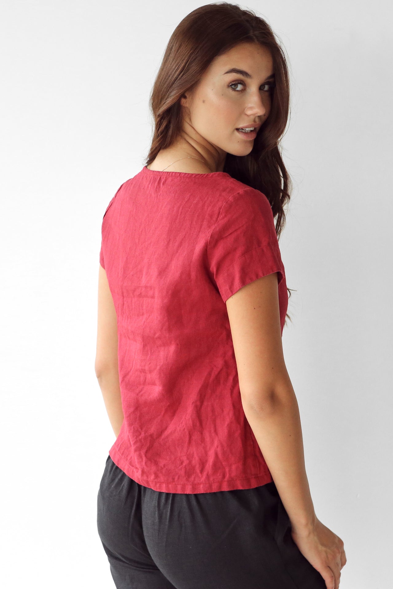 Women's Linen T-Shirt IRIS in Red