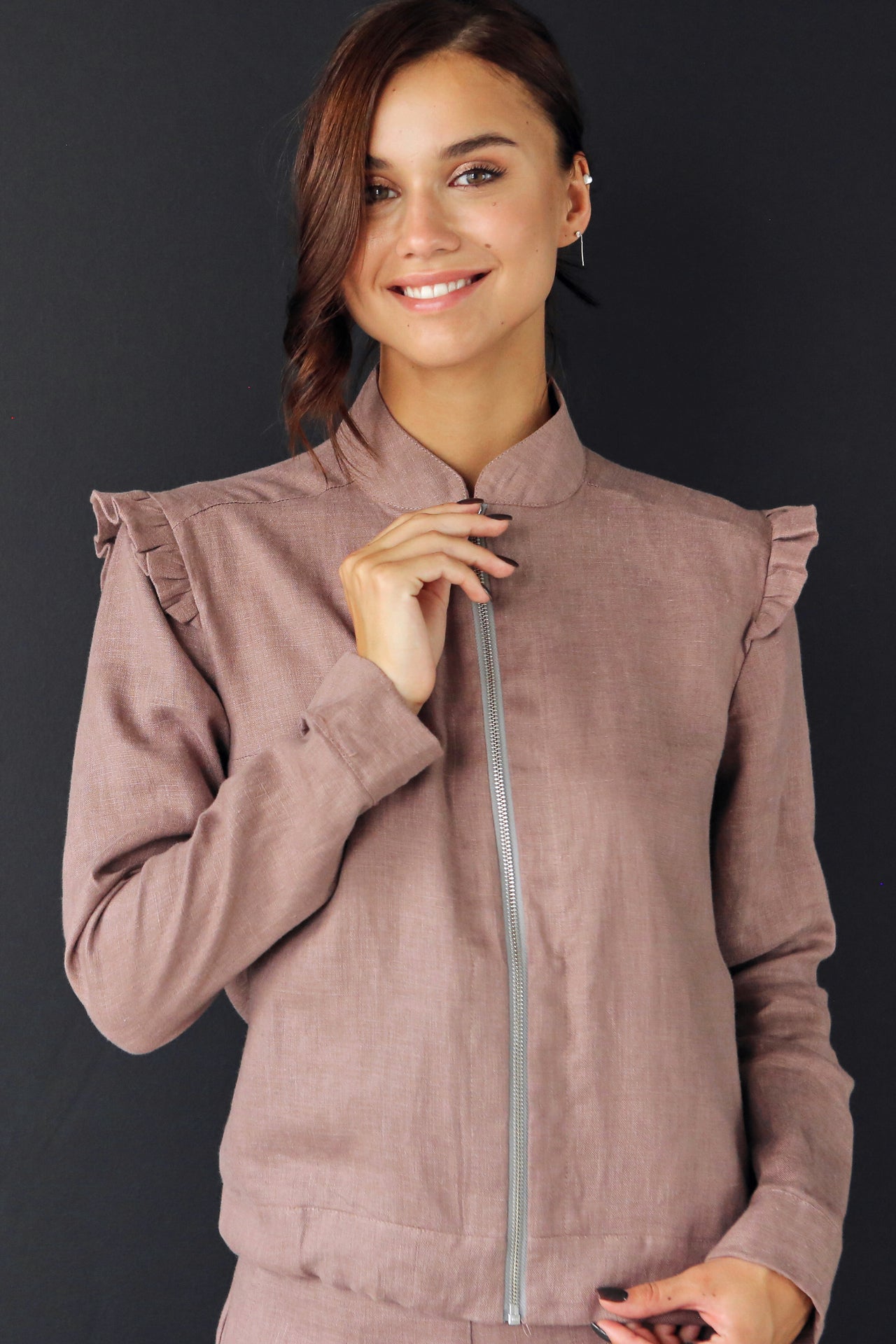 Women’s Linen Bomber ERICA in Latte