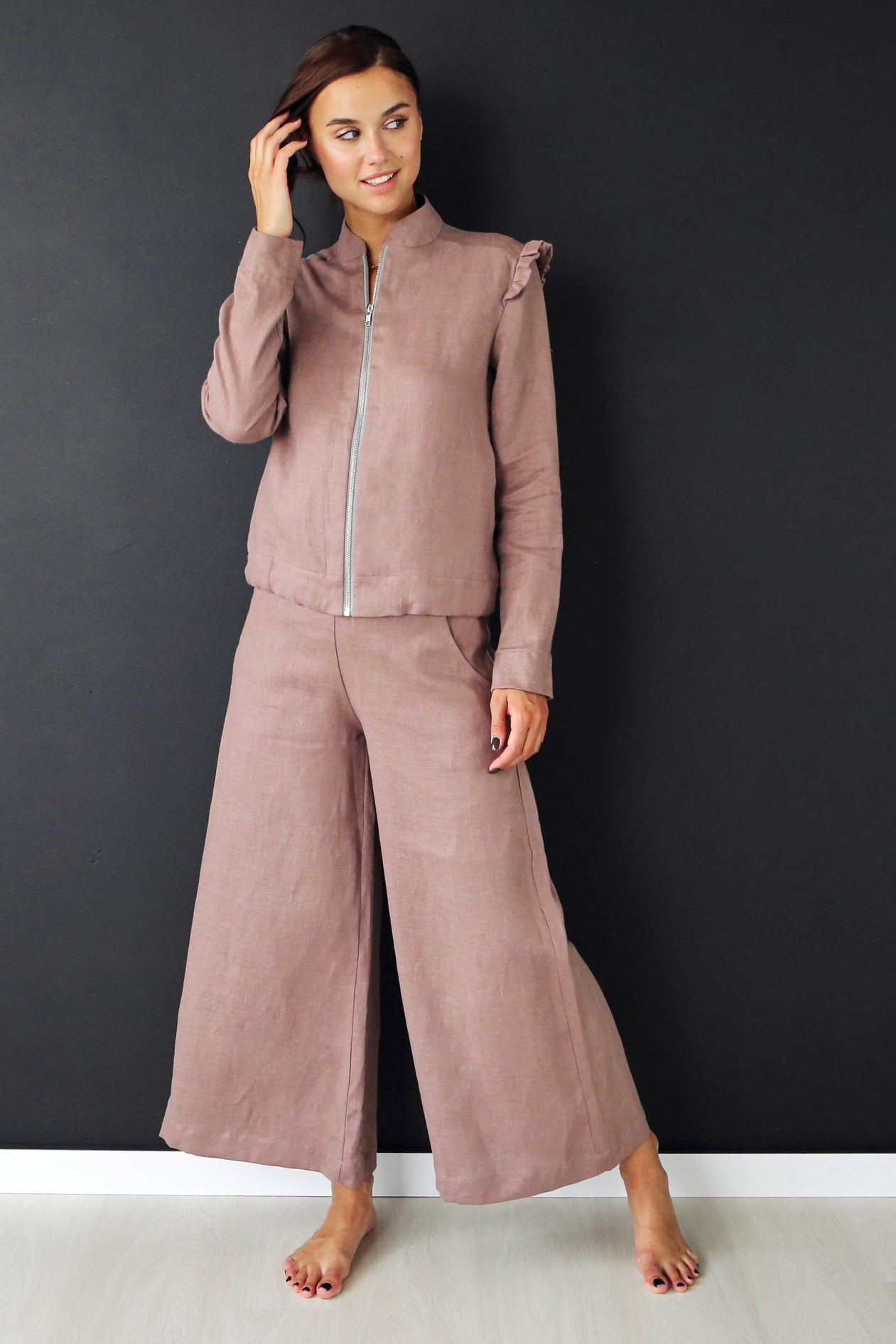 Women’s Linen Сulottes PALMA in Latte