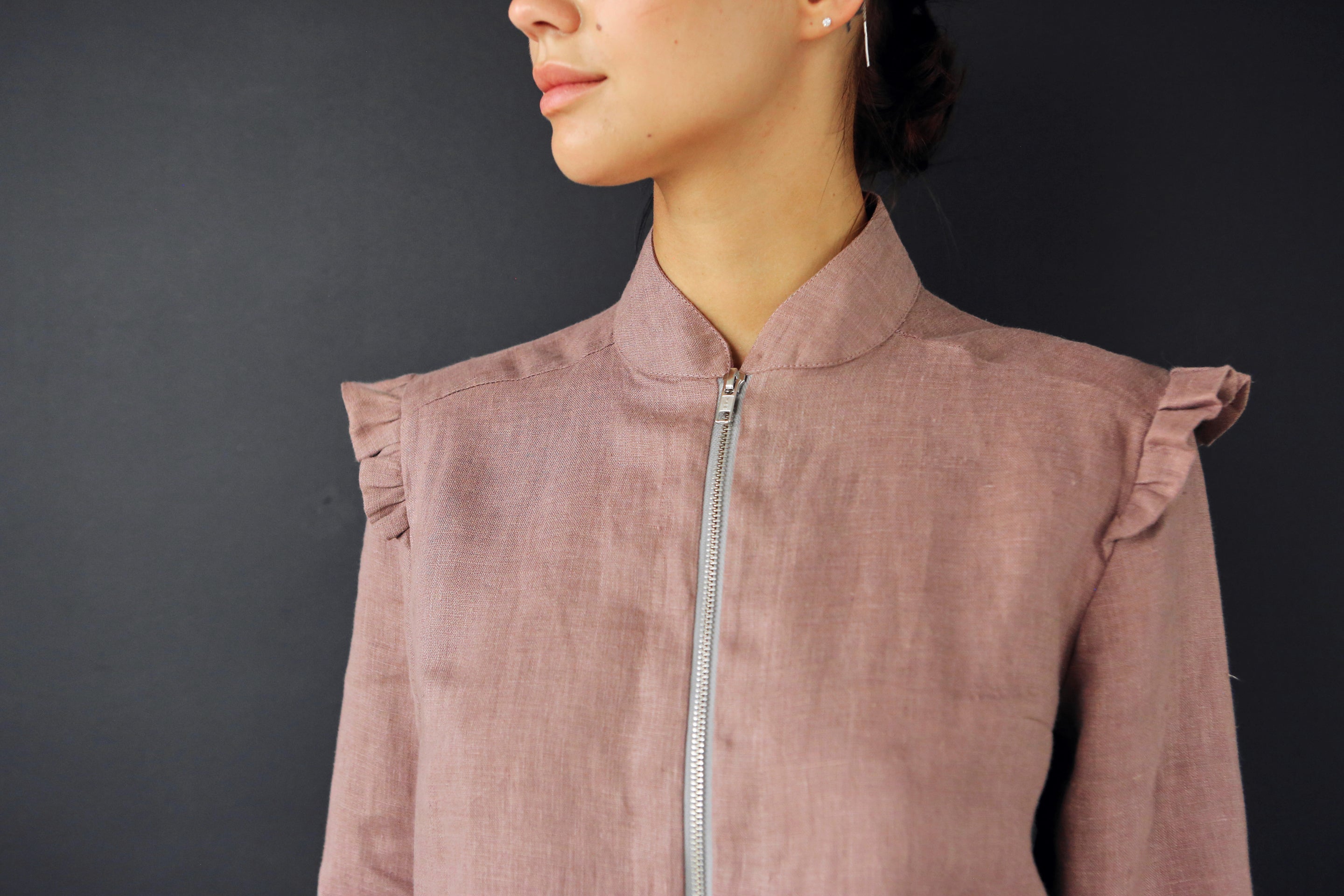 Women’s Linen Bomber ERICA in Latte