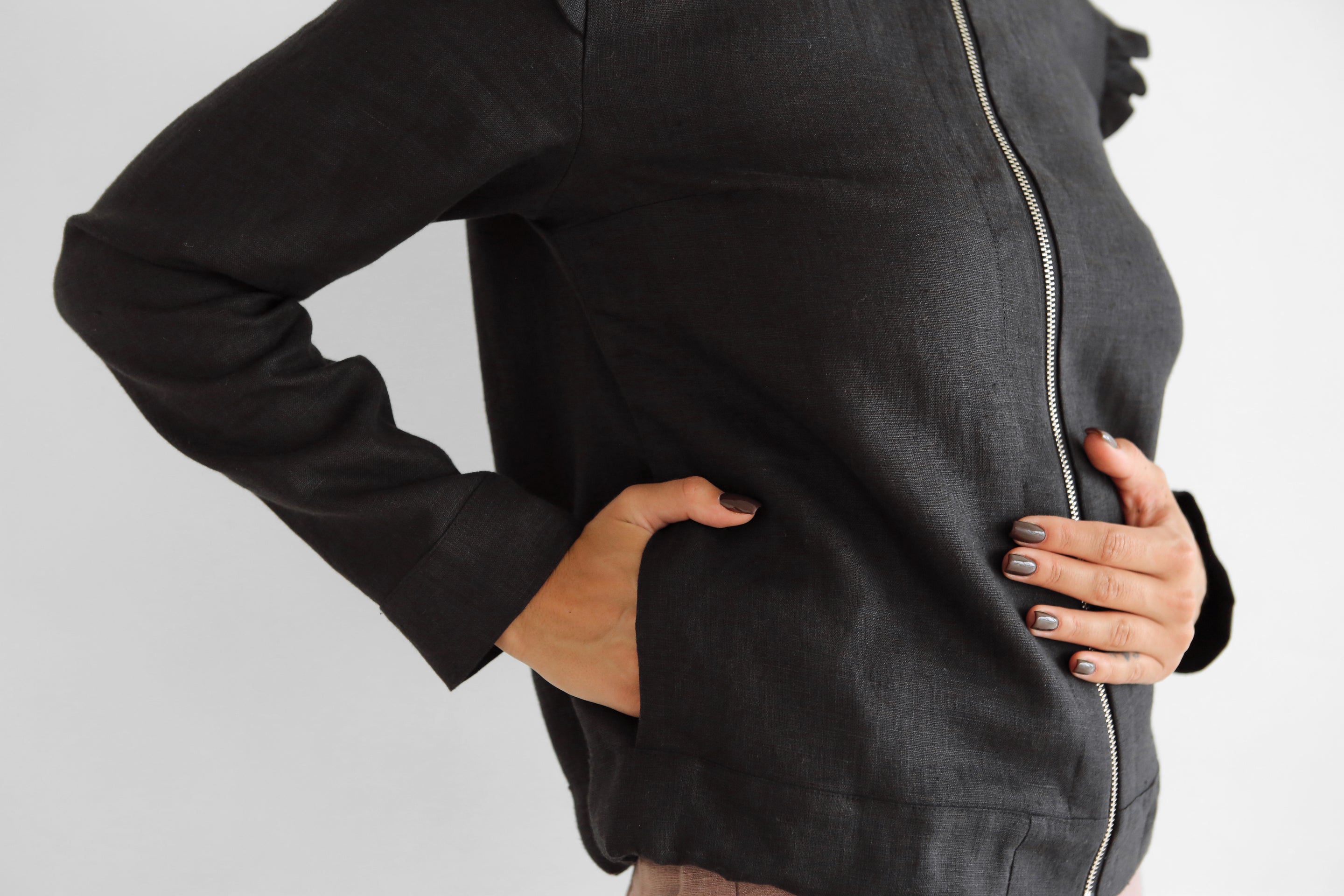 Women’s Linen Bomber ERICA in Black