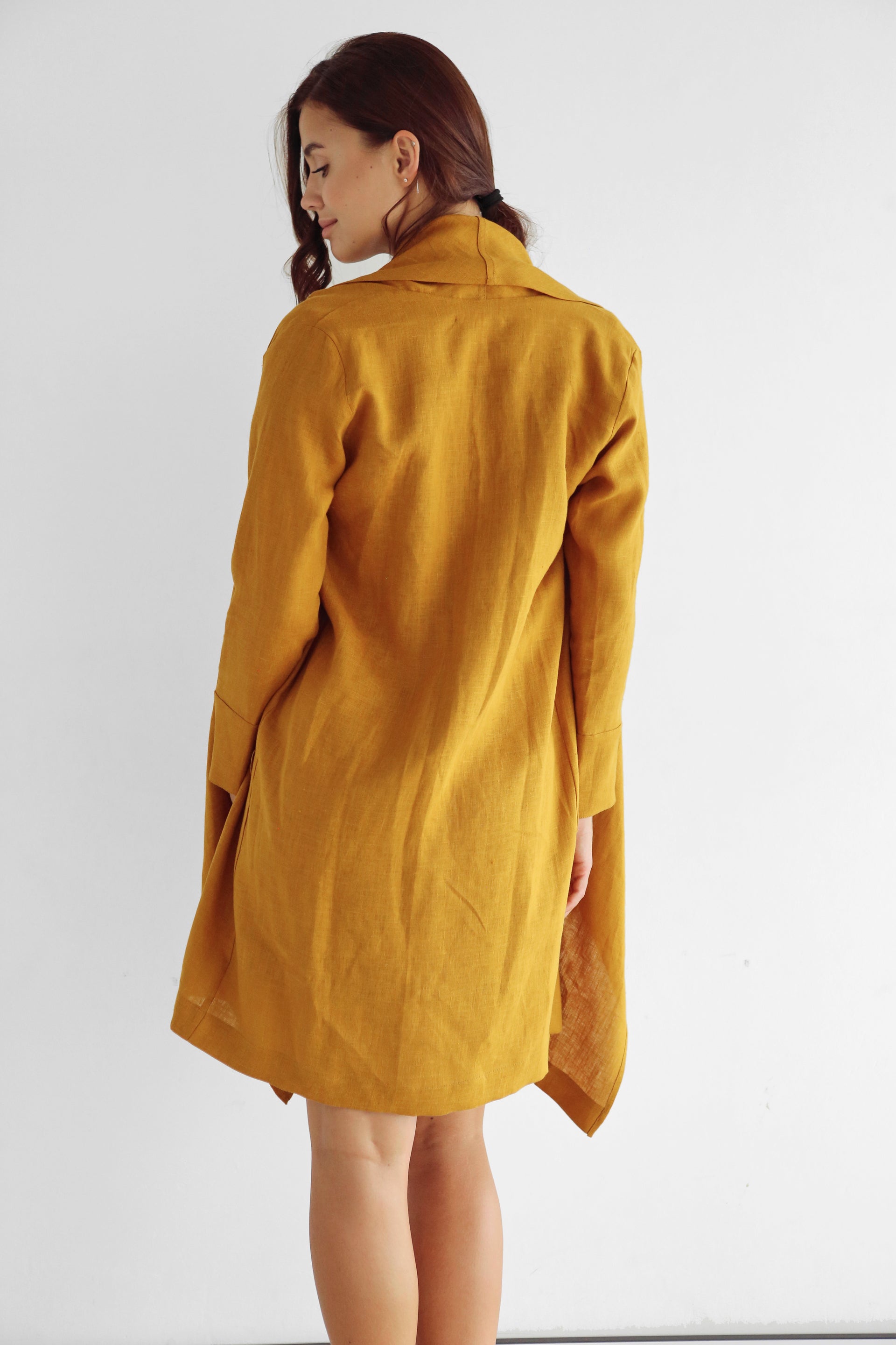 Women's Linen Cardigan DALEA in Saffron