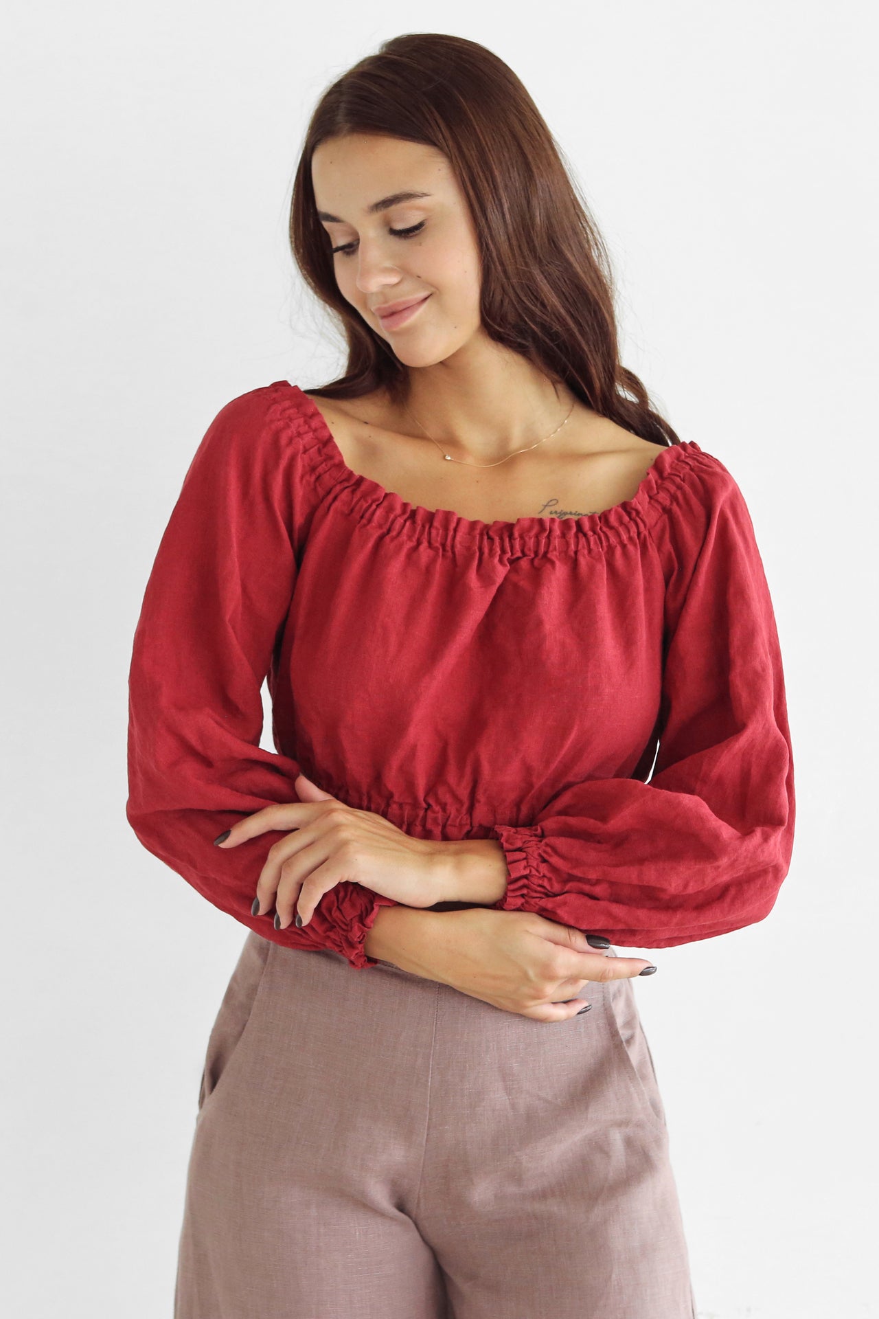Off-The-Shoulder Crop Top ORCHIS in Red