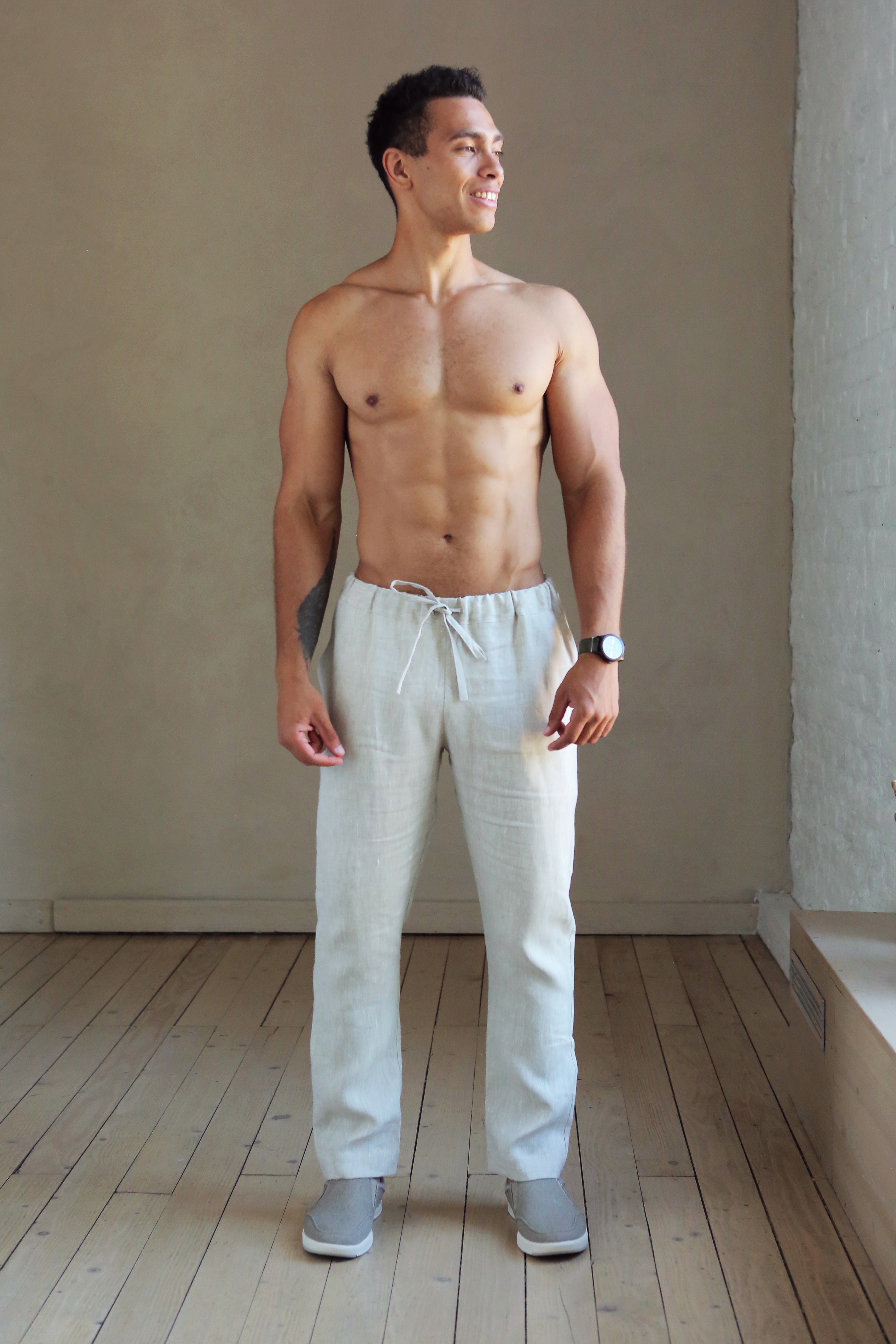 Men’s linen pants ASH in Beige