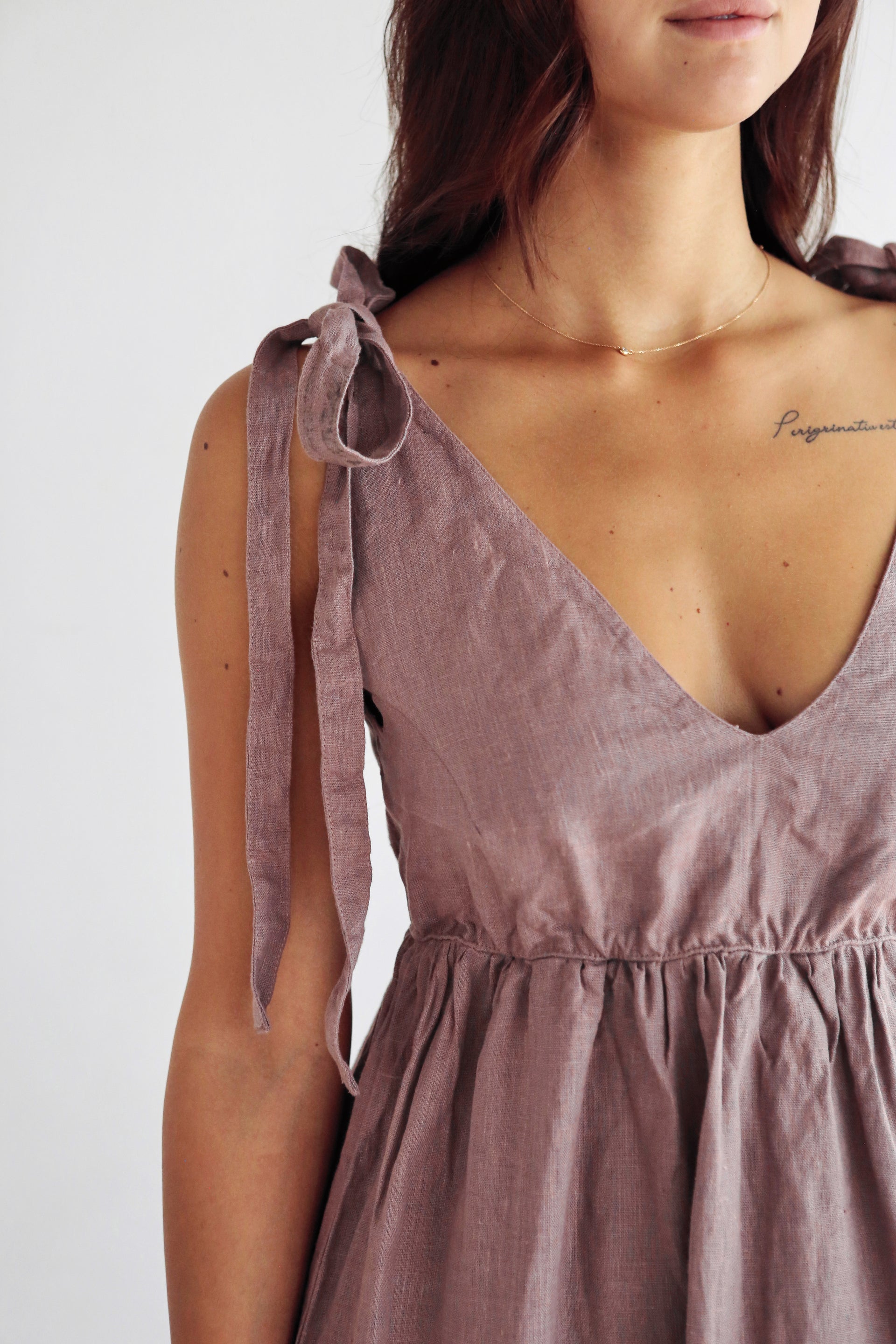 Women's Linen Sundress MELIA in Latte