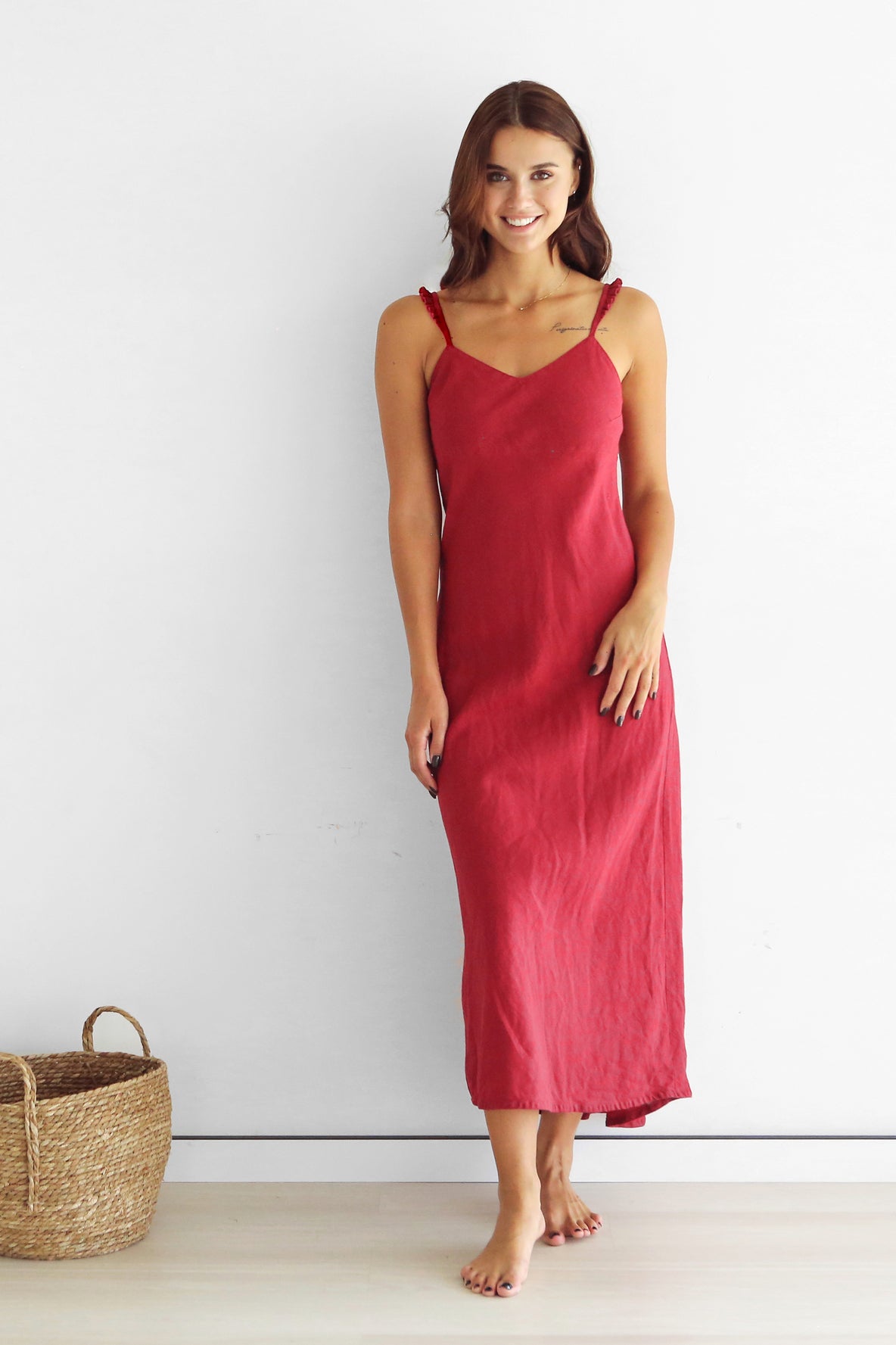 Women’s Maxi Linen Dress IRIS in Red