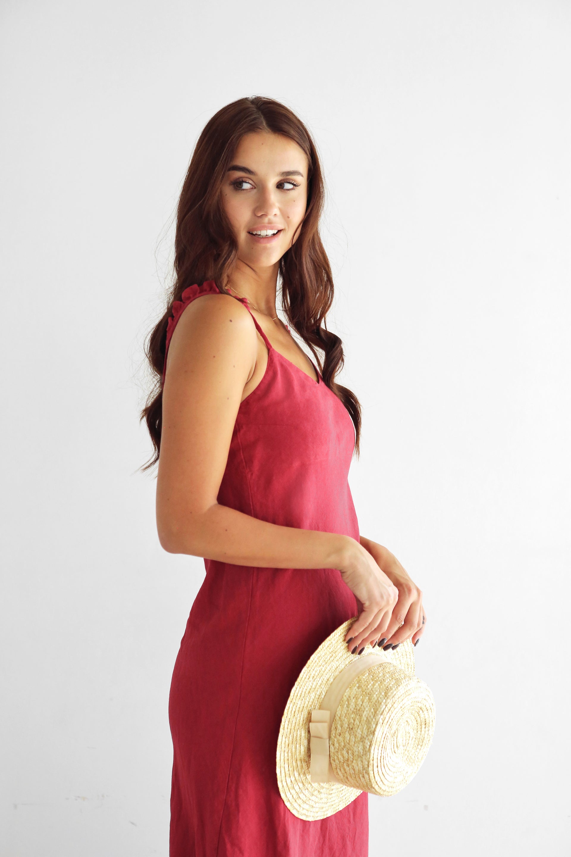 Women’s Maxi Linen Dress IRIS in Red