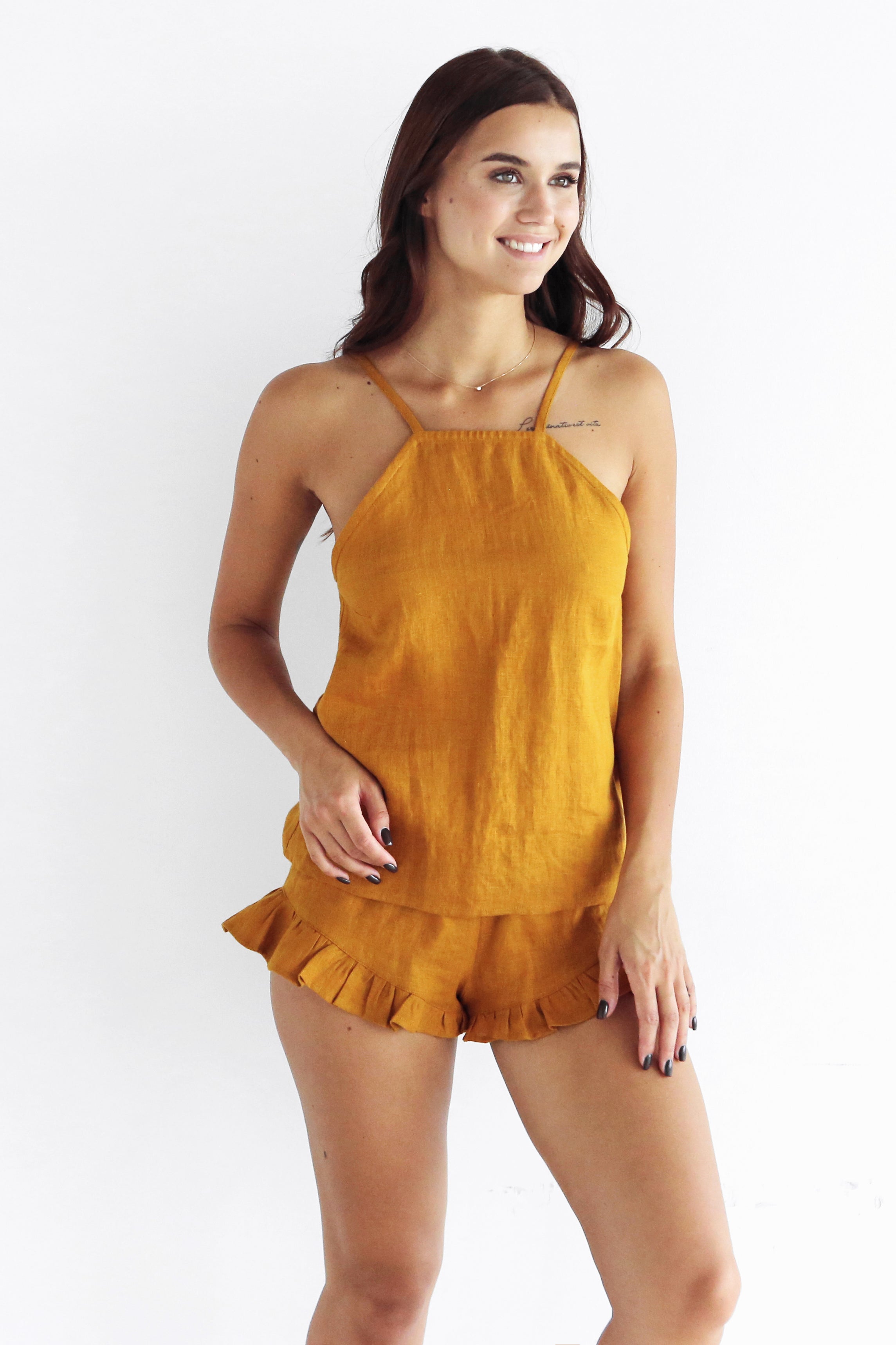 Women’s Linen Shorts VIOLA in Saffron