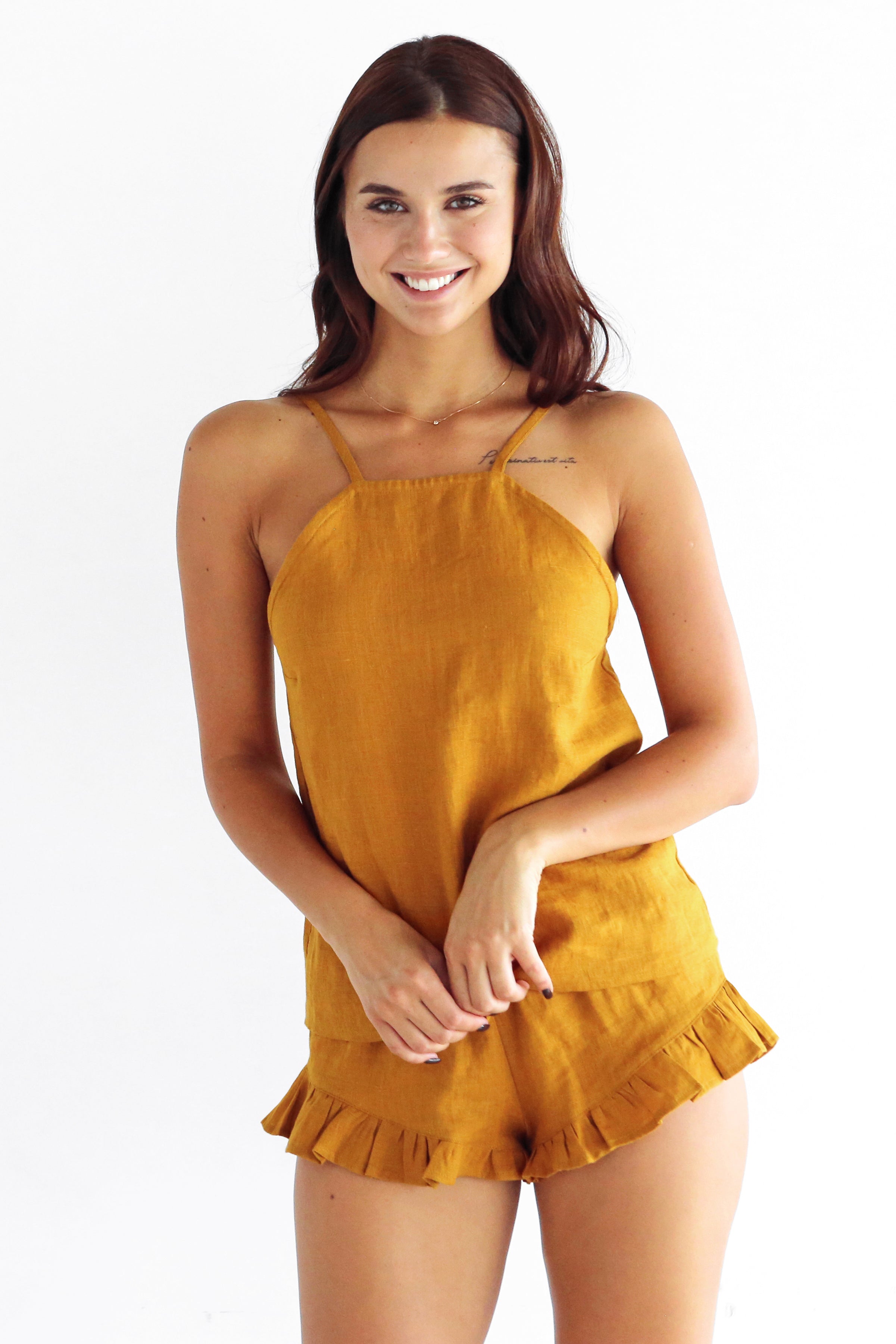 Women’s Linen Shorts VIOLA in Saffron