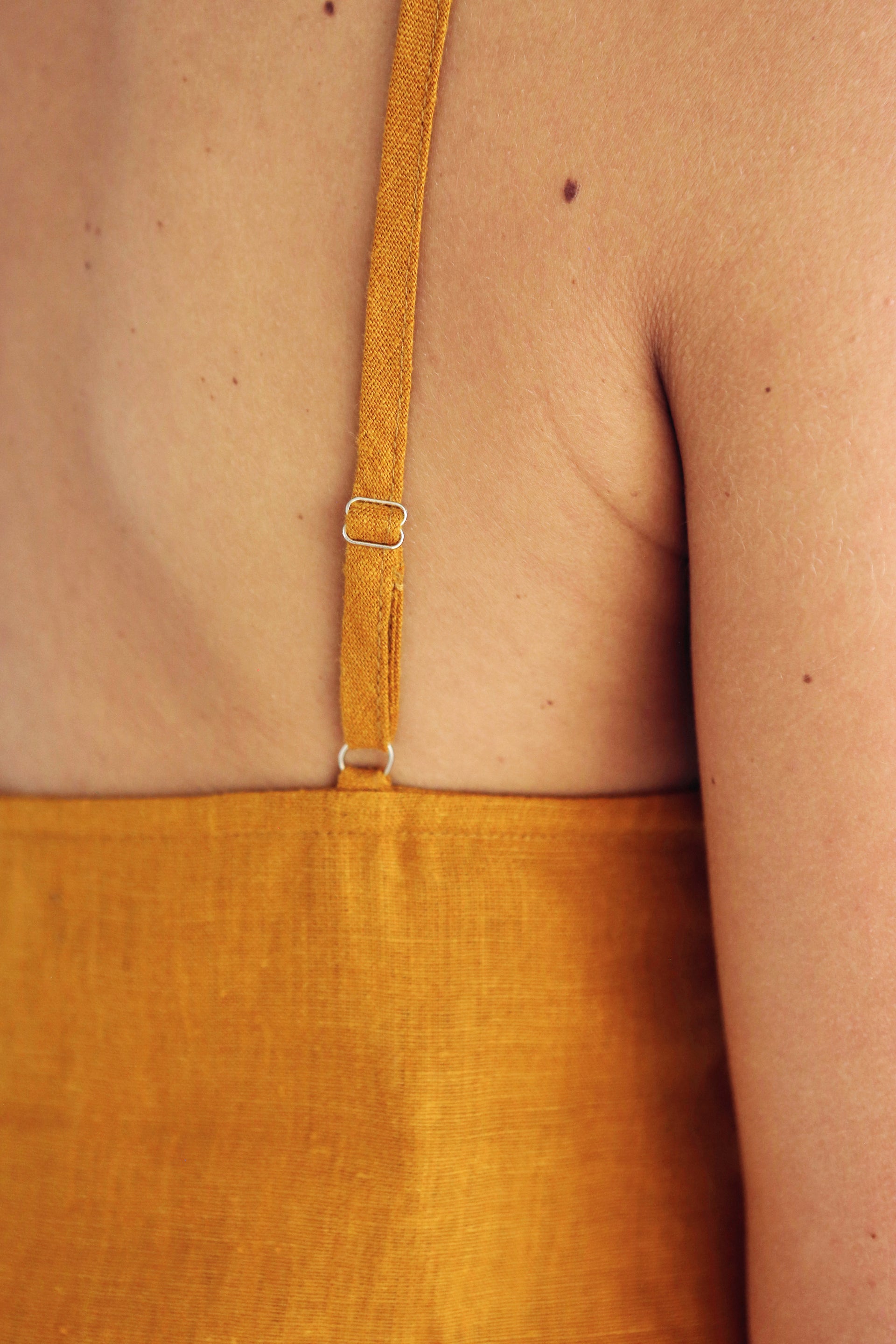 Women’s Strap Linen Top CLARY in Saffron