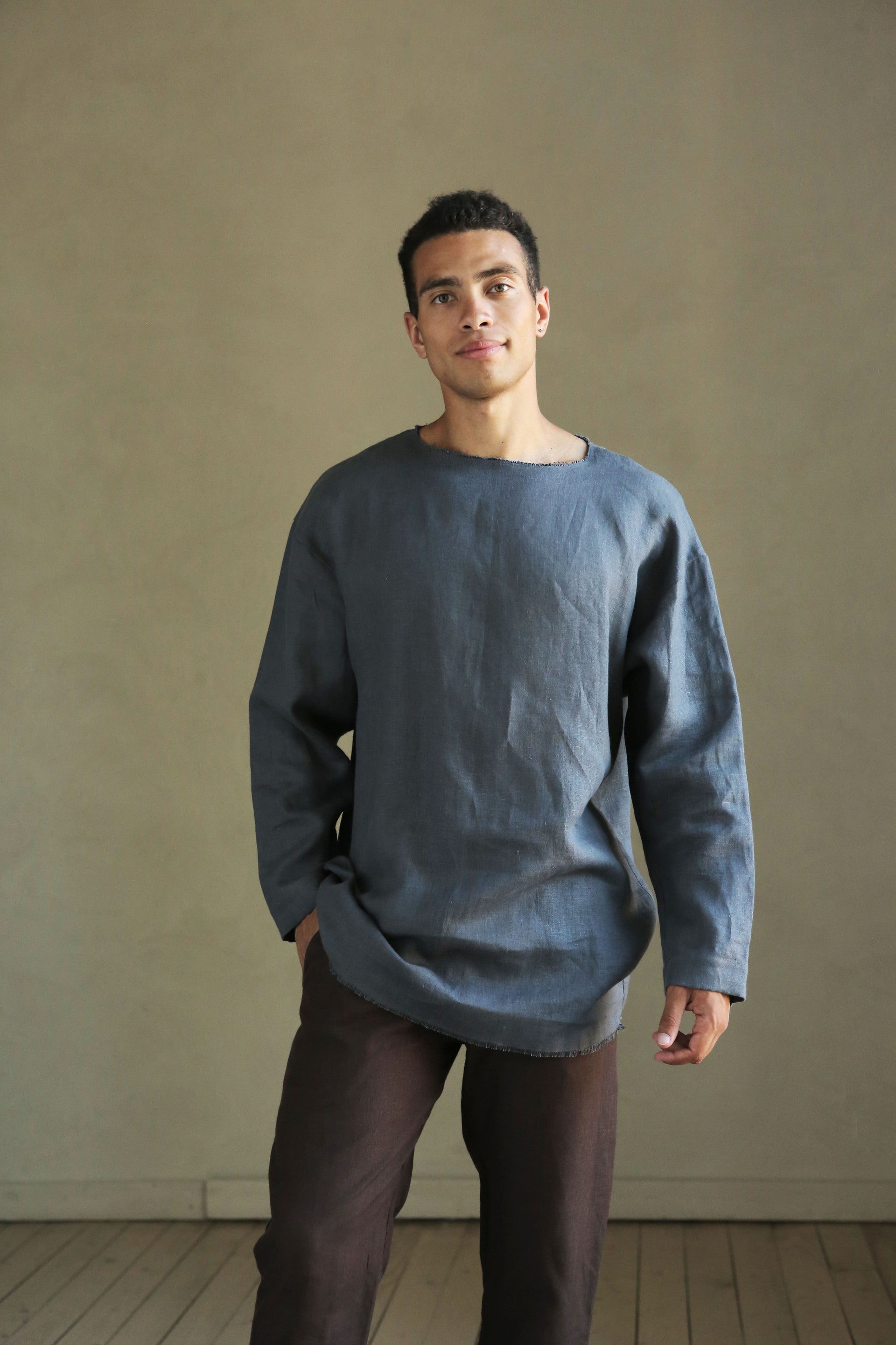 Men’s linen oversizes sweatshirt SAGE in Dark grey
